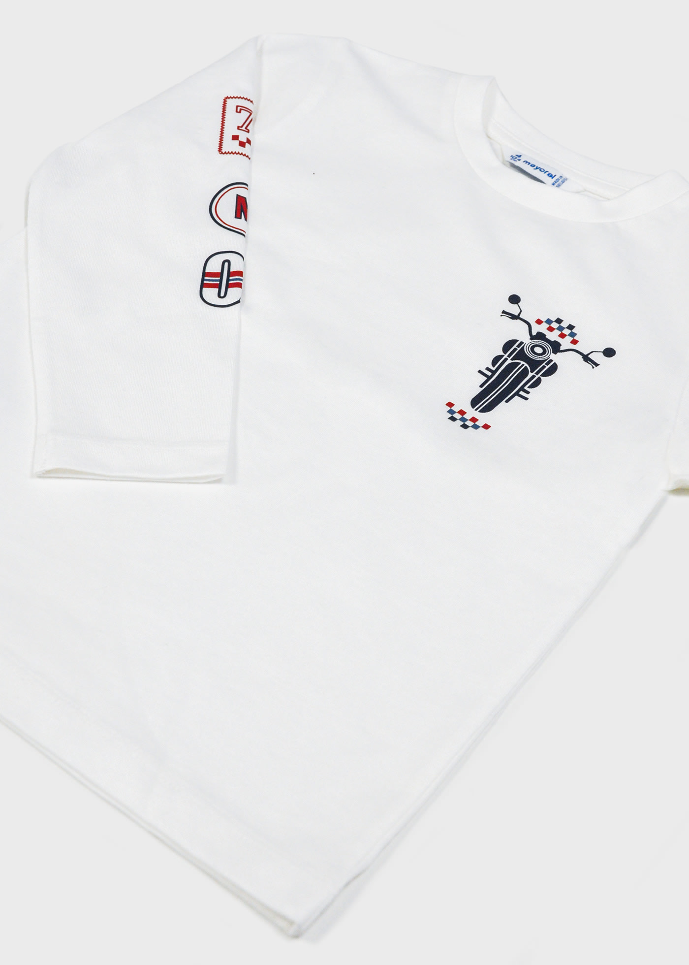 Boy's motorbike T-shirt with patches