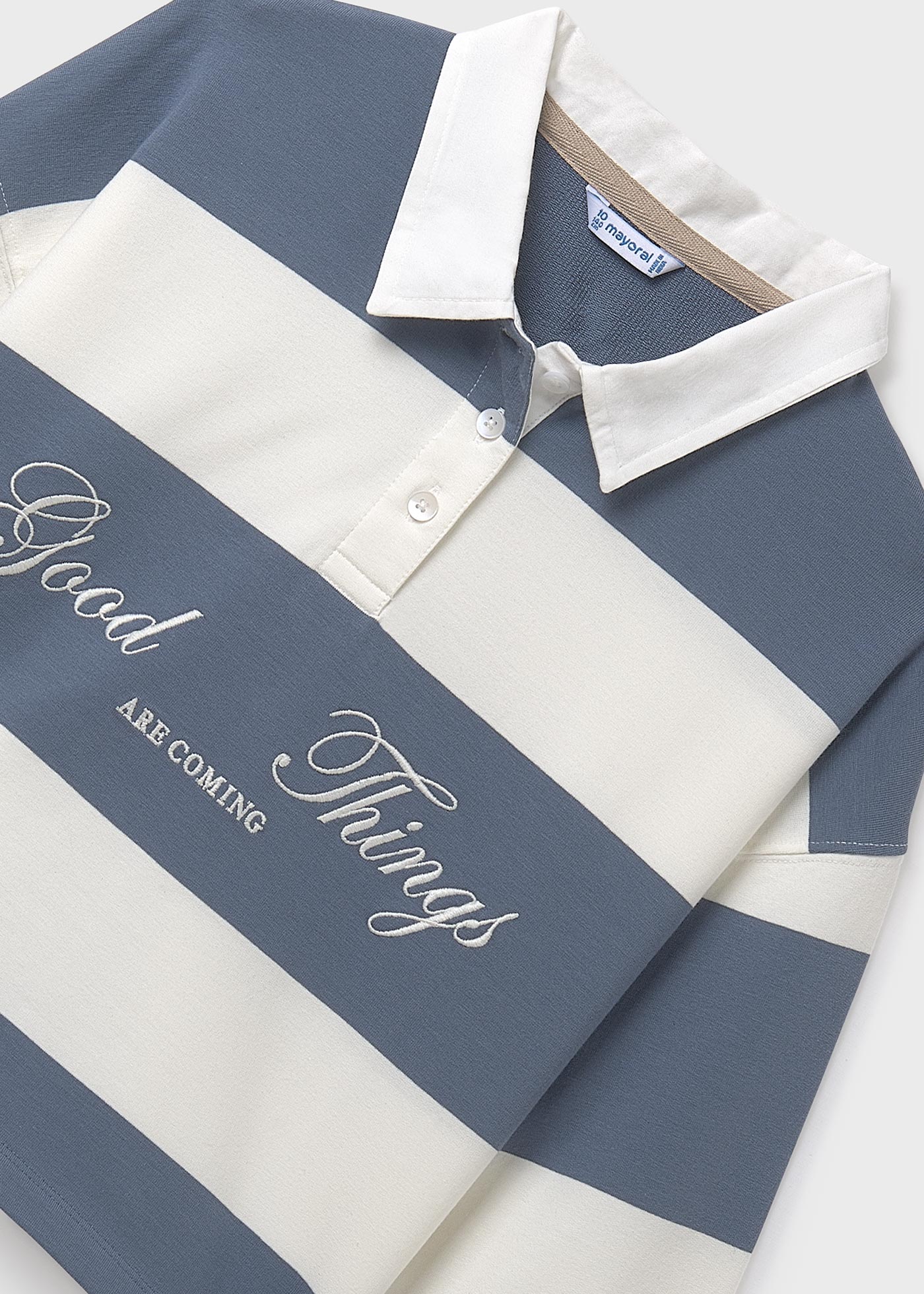 Girl striped cropped polo top