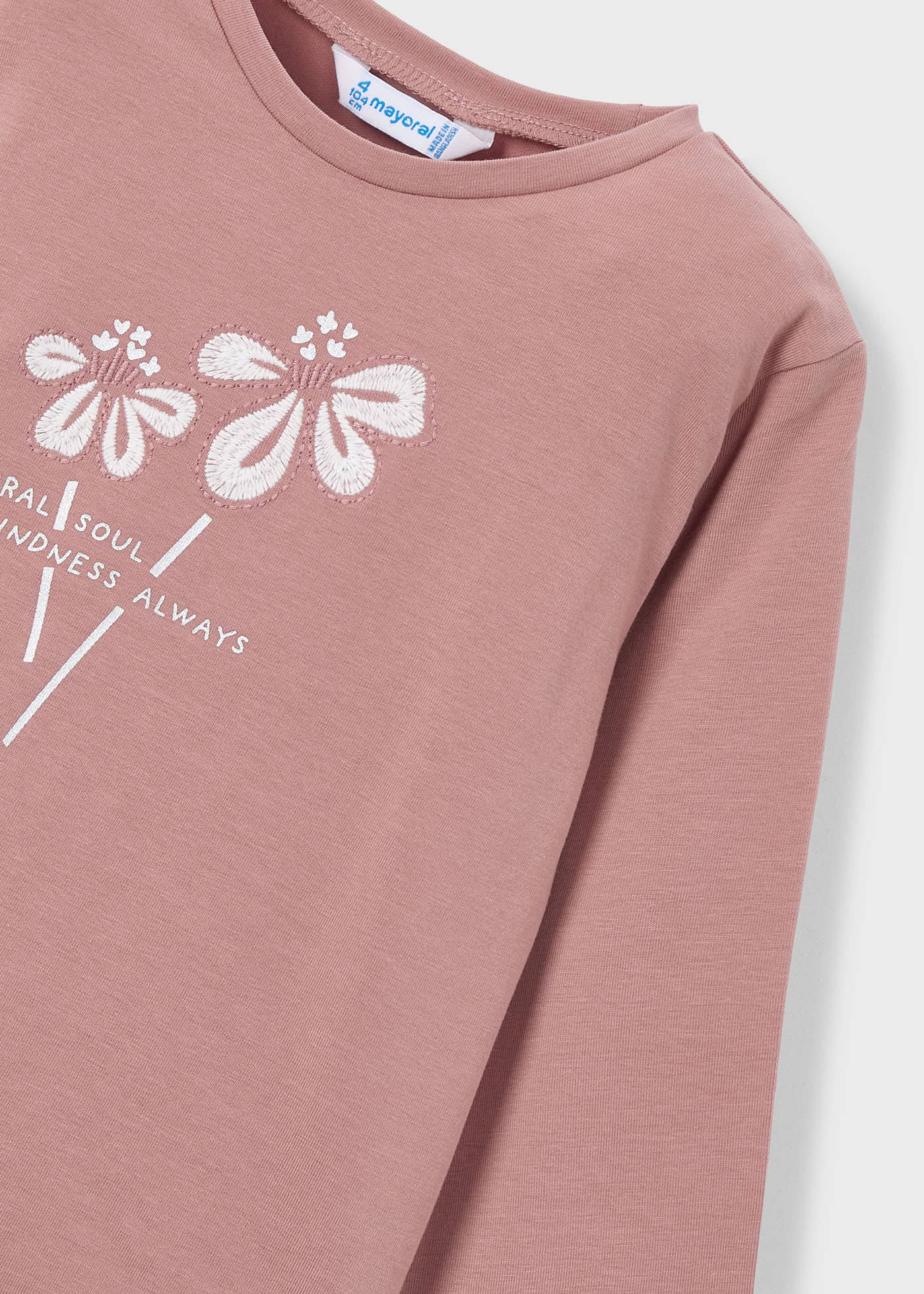 Тениска basic с цвете за момиче