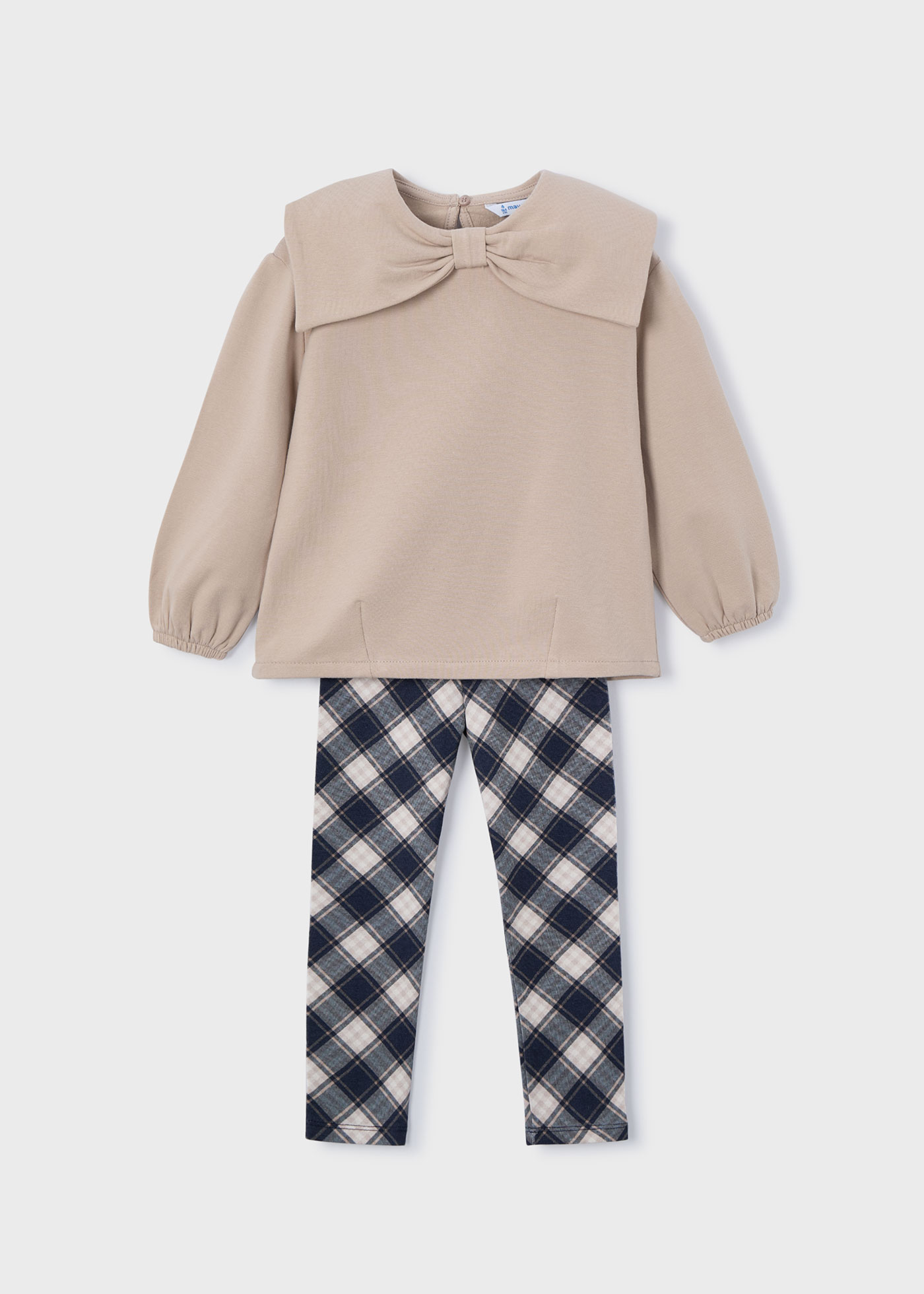 Conjunto legging cuadros y sudadera niña