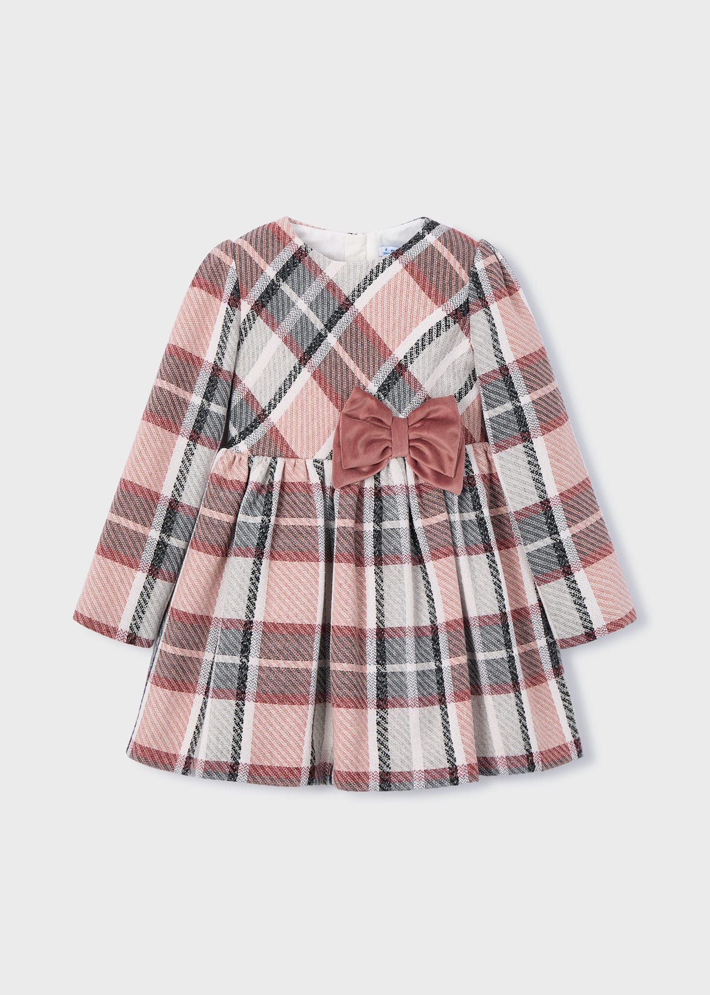 Girls check velvet dress