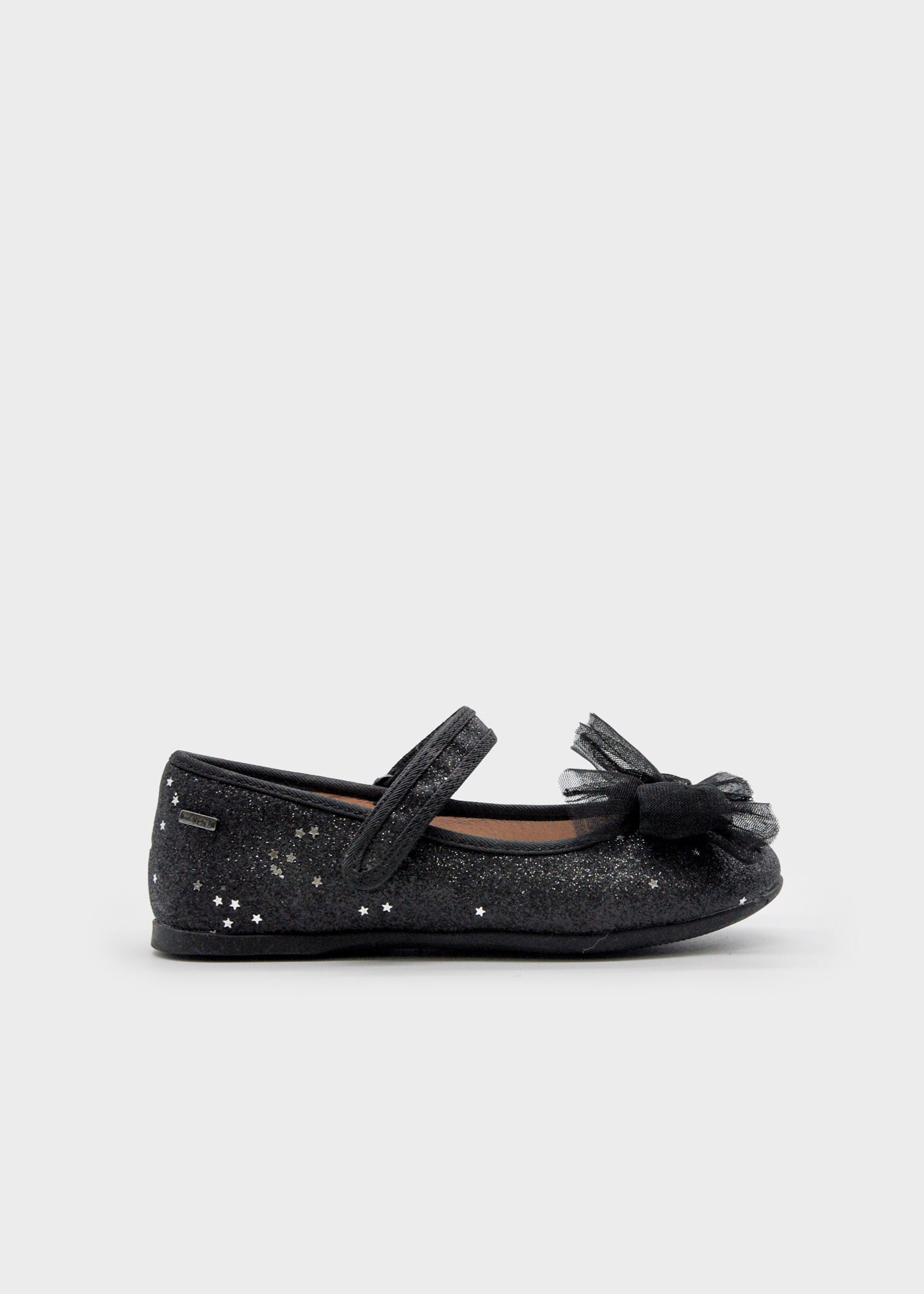 Girls glitter Mary Janes with bow