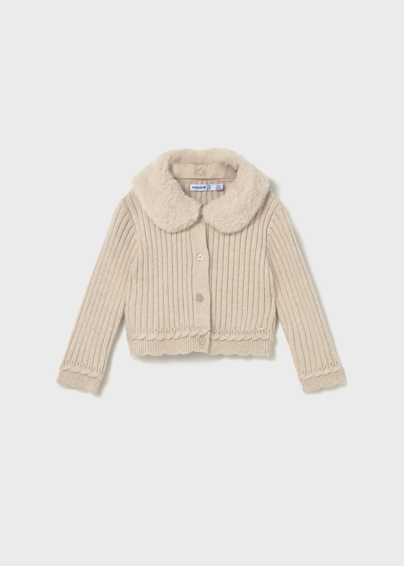 Cardigan tricoté col fourrure bébé