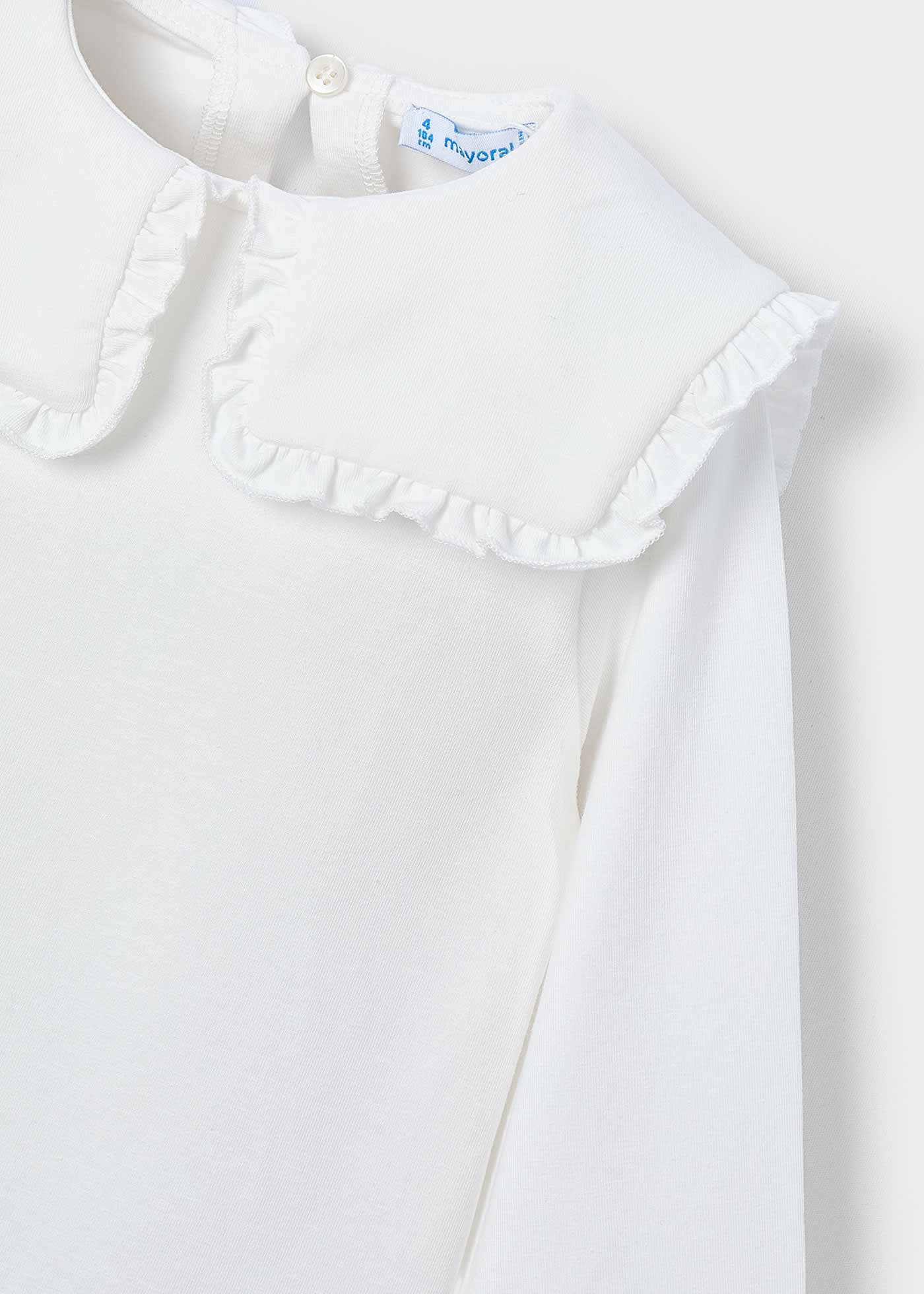 Блуза с яка с волани за момиче