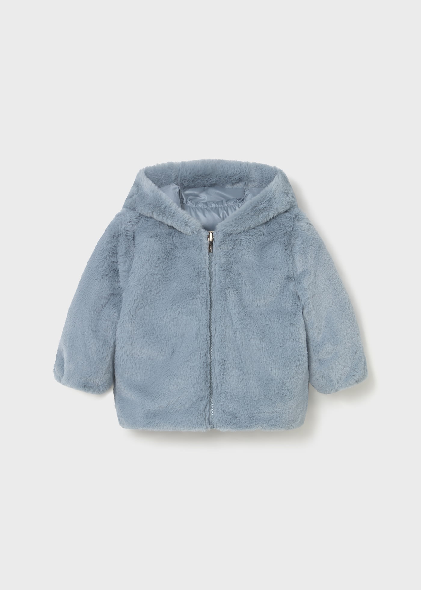 Cappotto Riccio Per Bambina Mayoral Bluebell – Pellicciotto Sul Cappuccio, Tessuto Arricciato Caldo