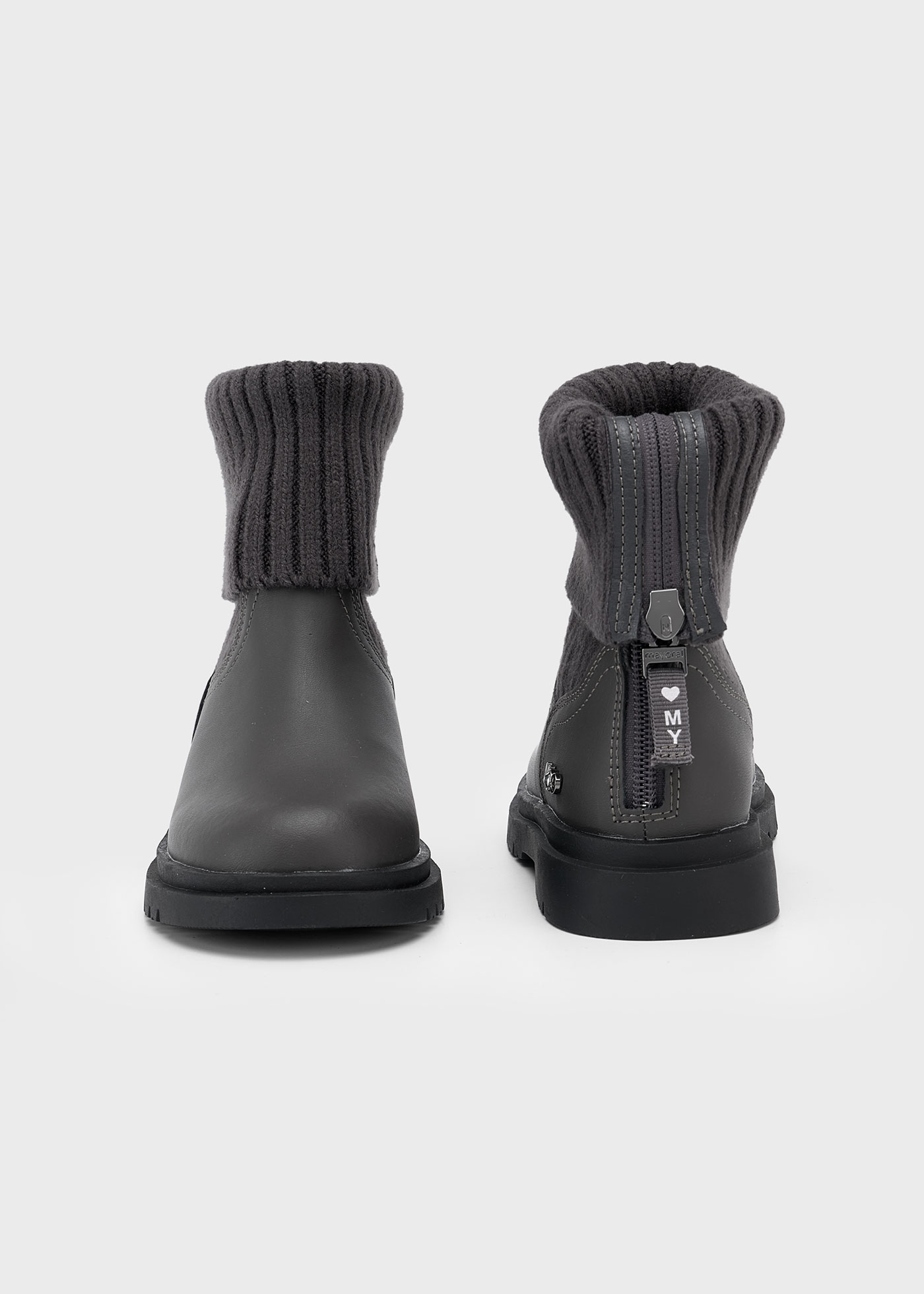 Botins biker pele tricot menina Botins biker pele tricot menina