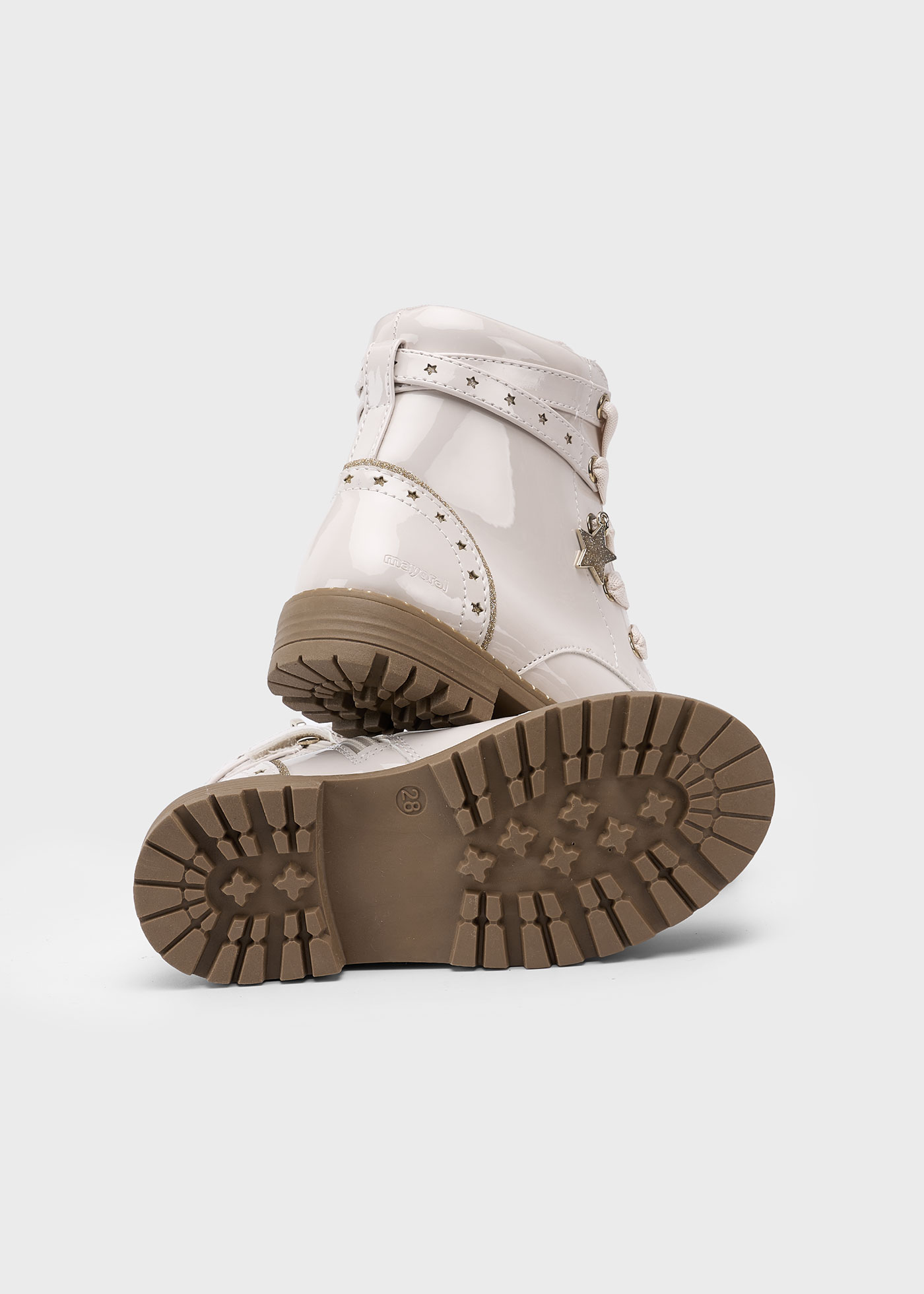 Bottines motardes en cuir verni fille