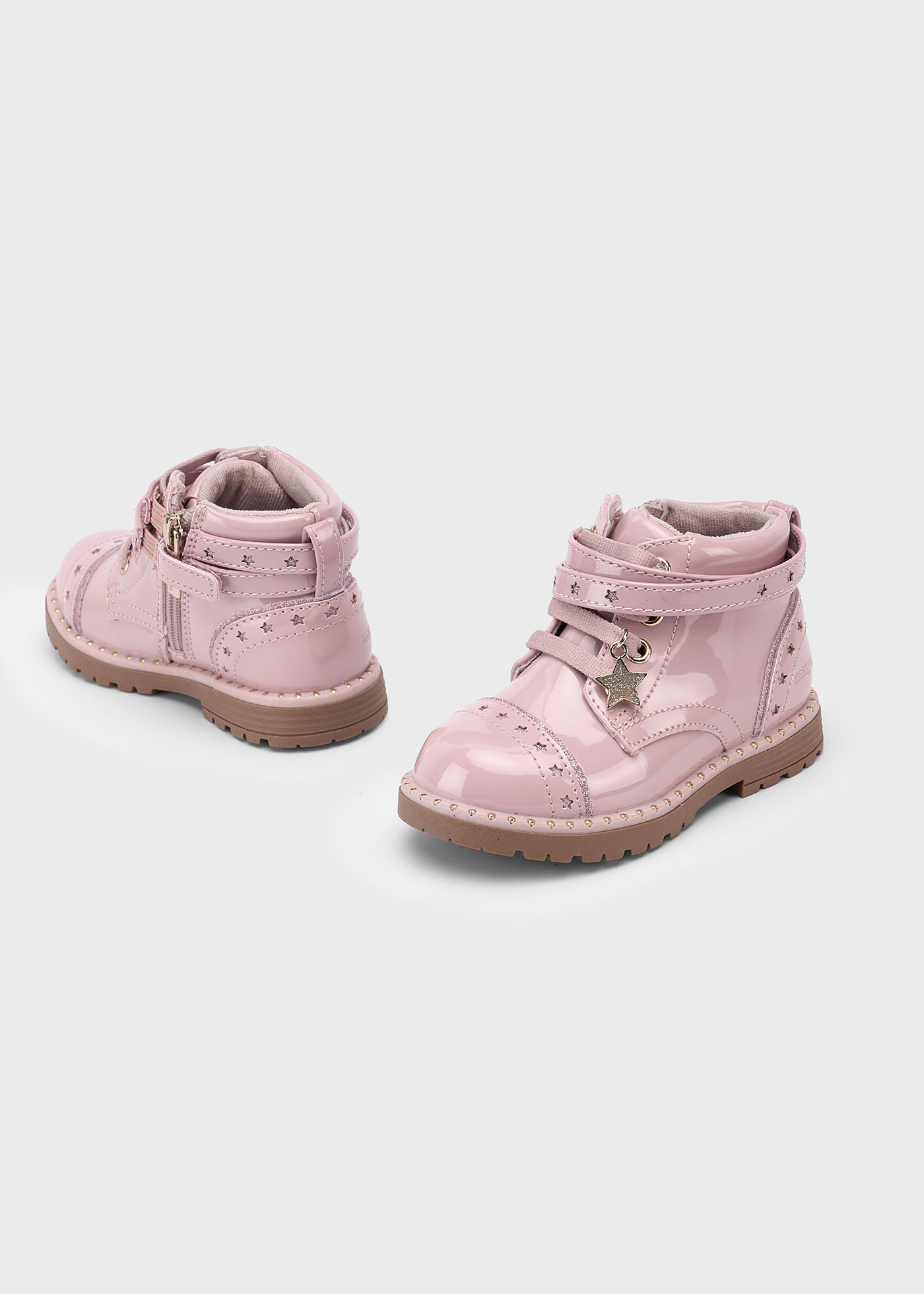 Bottines motardes en cuir verni bébé