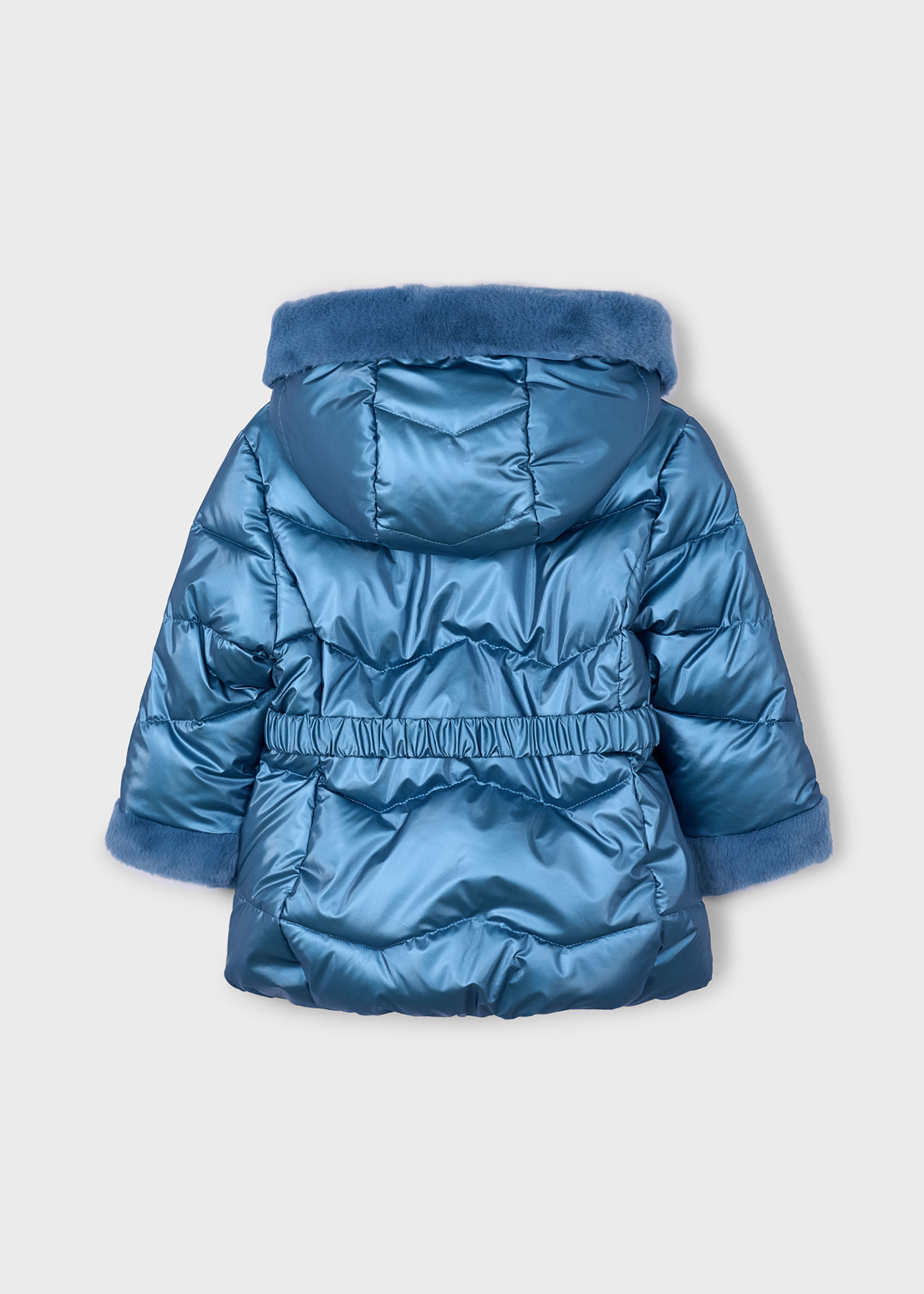 Chaquetón metalizado cinturón niña