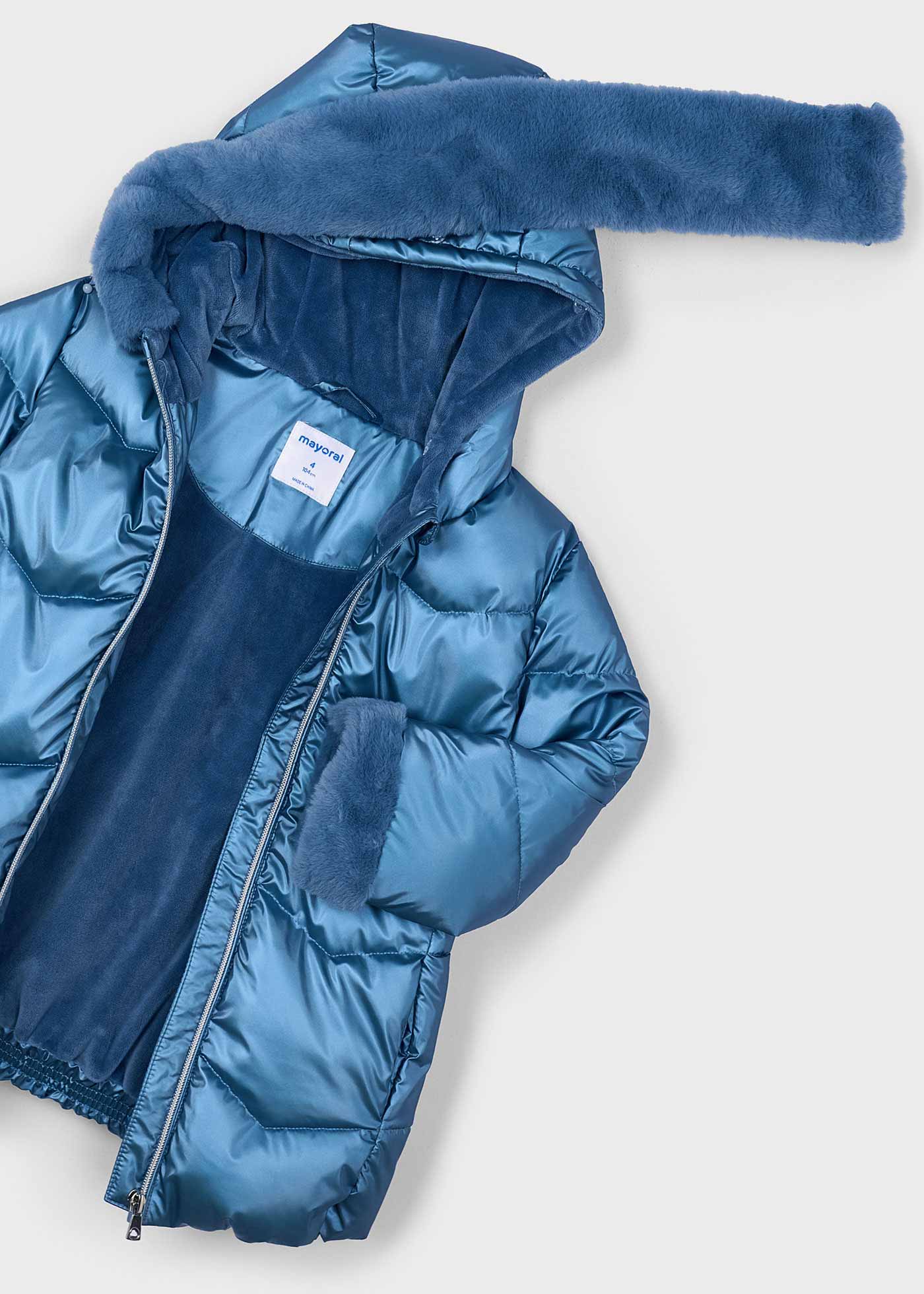 Manteau métallisé avec ceinture fille