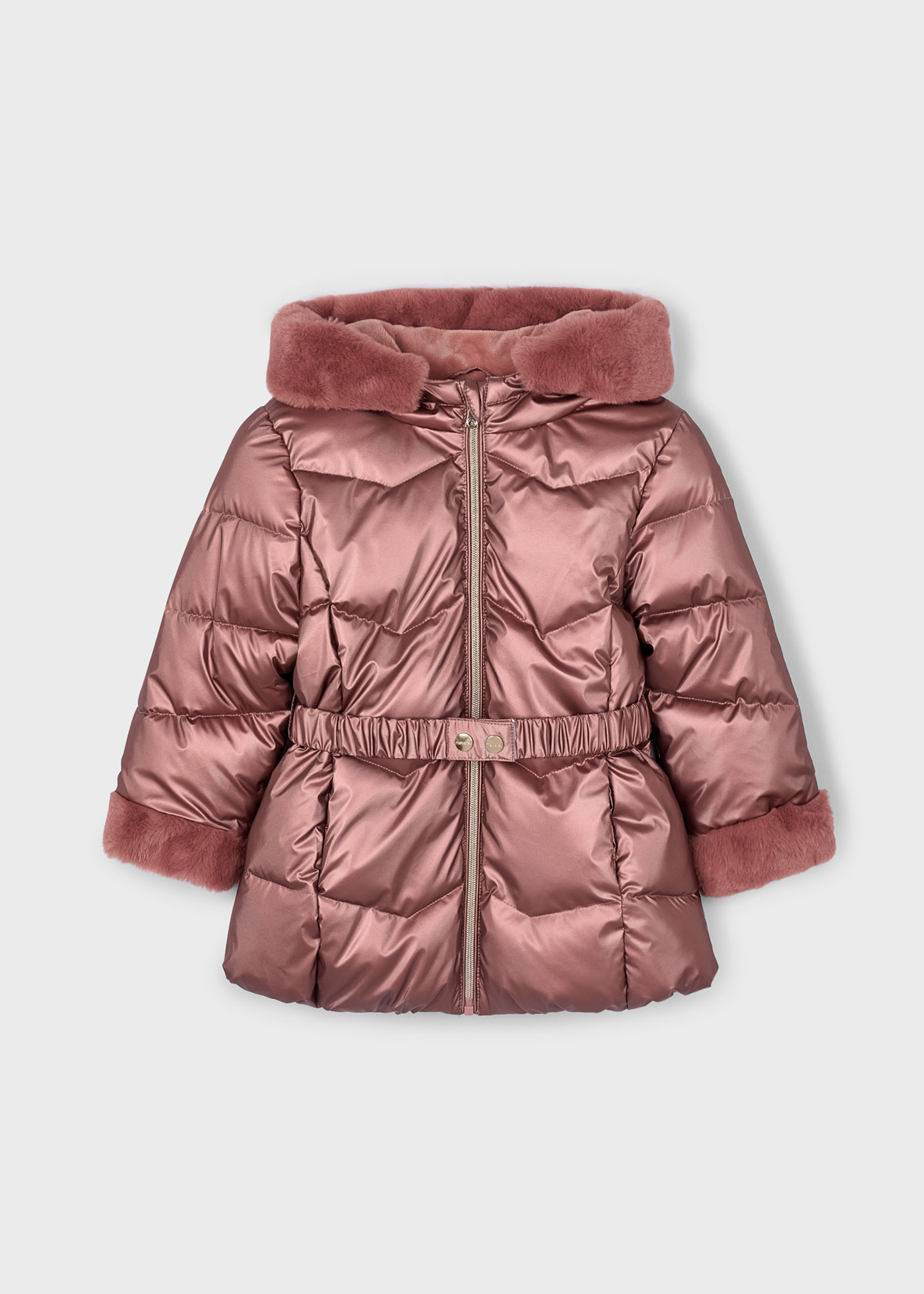 Winterjacke metallisiert Gürtel Mädchen