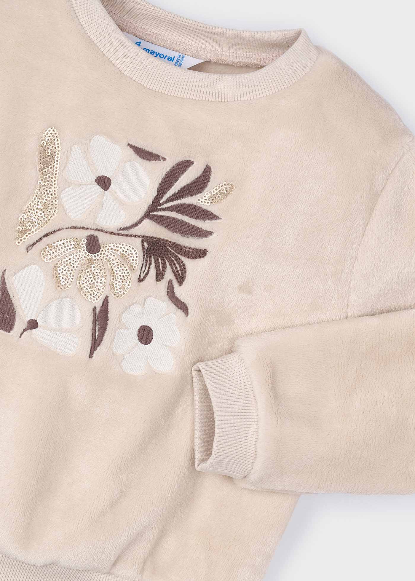 Sudadera pelo flores niña