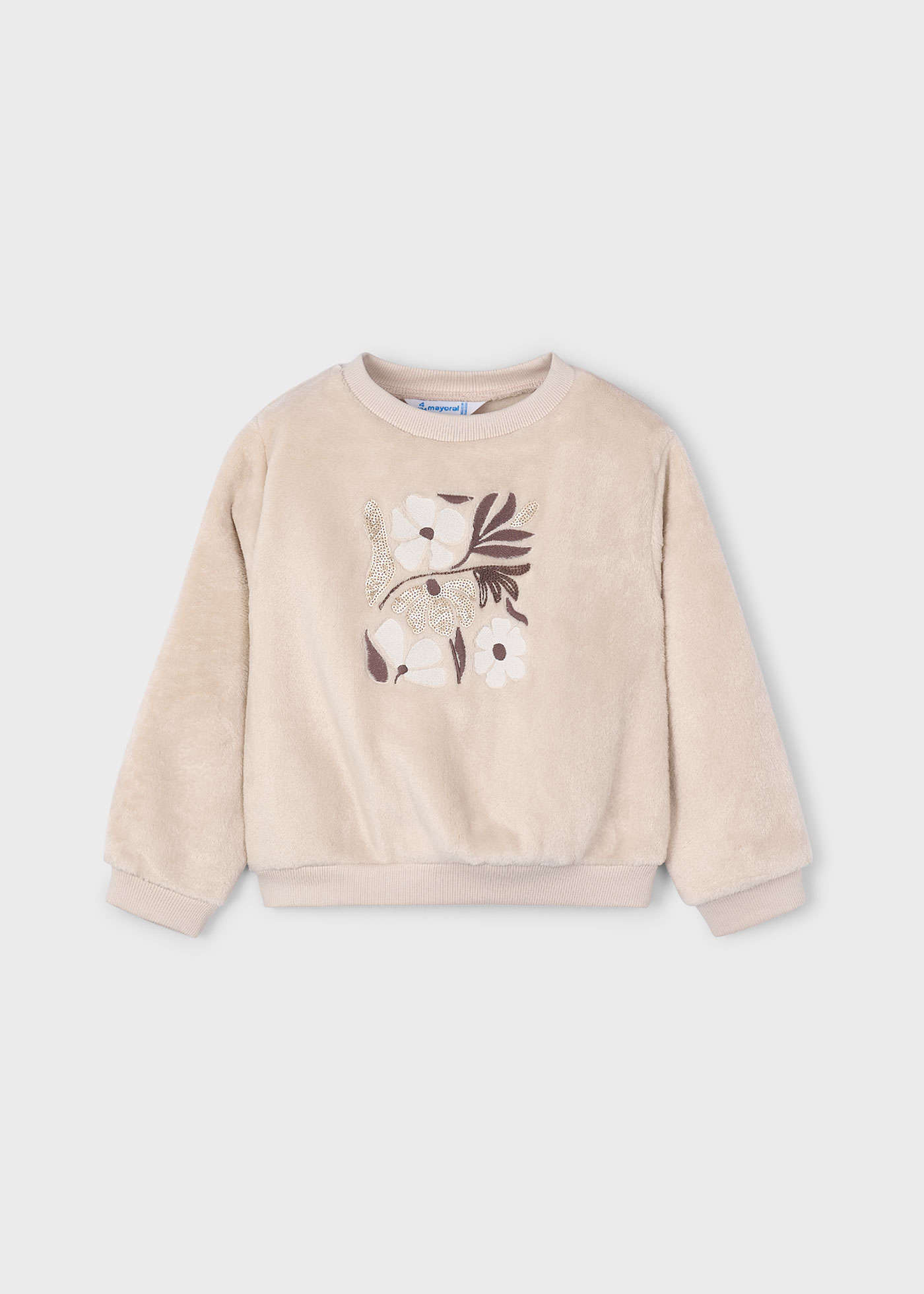 Sudadera pelo flores niña