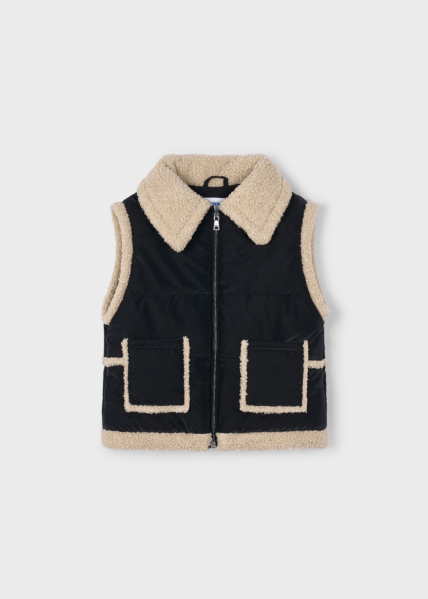Gilet en fausse peau de mouton contrastée fille