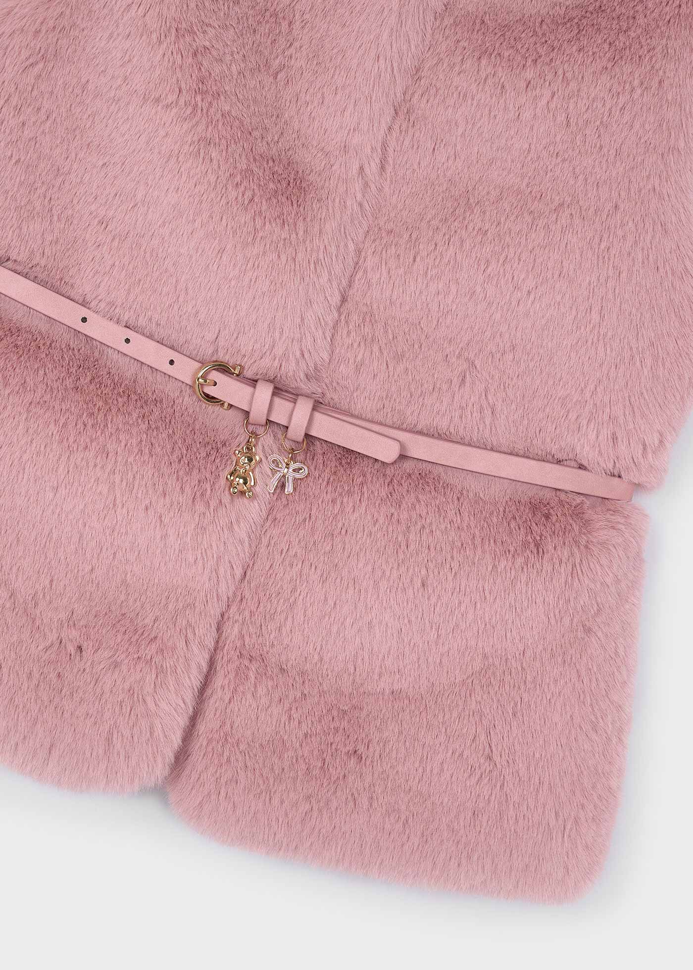 Girls fur gilet with belt