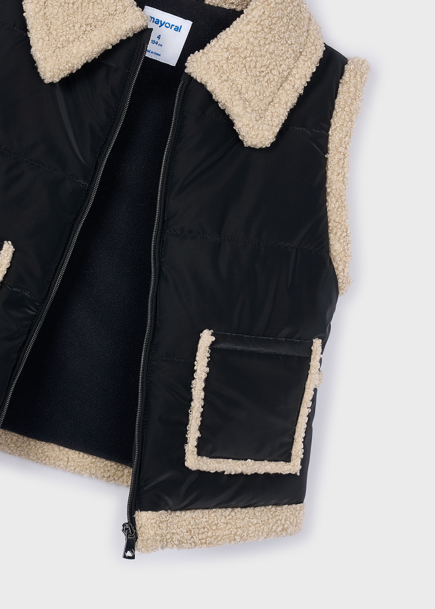 Girls contrast sheepskin gilet