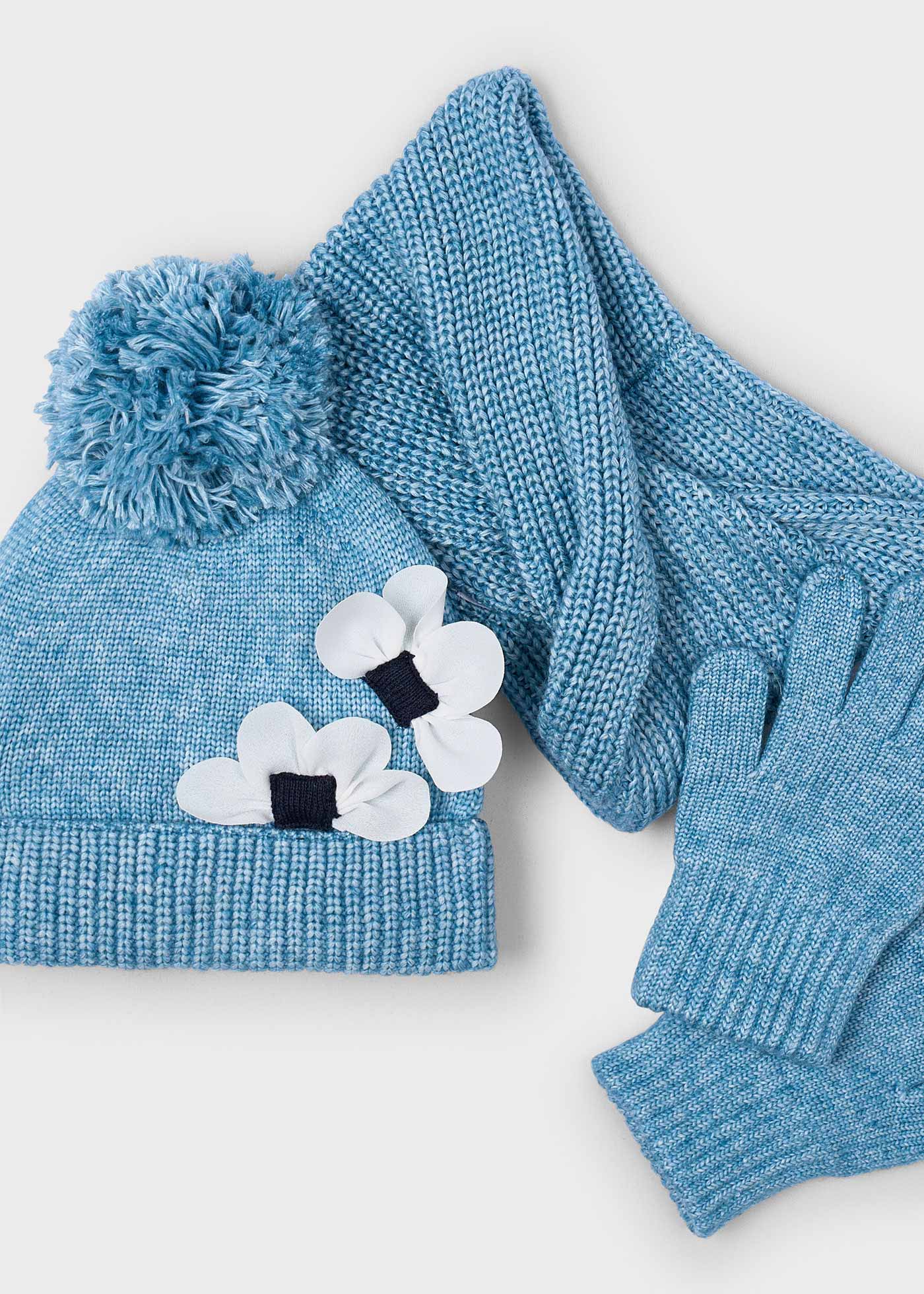 Ensemble 3 pièces chapeau et écharpe fille