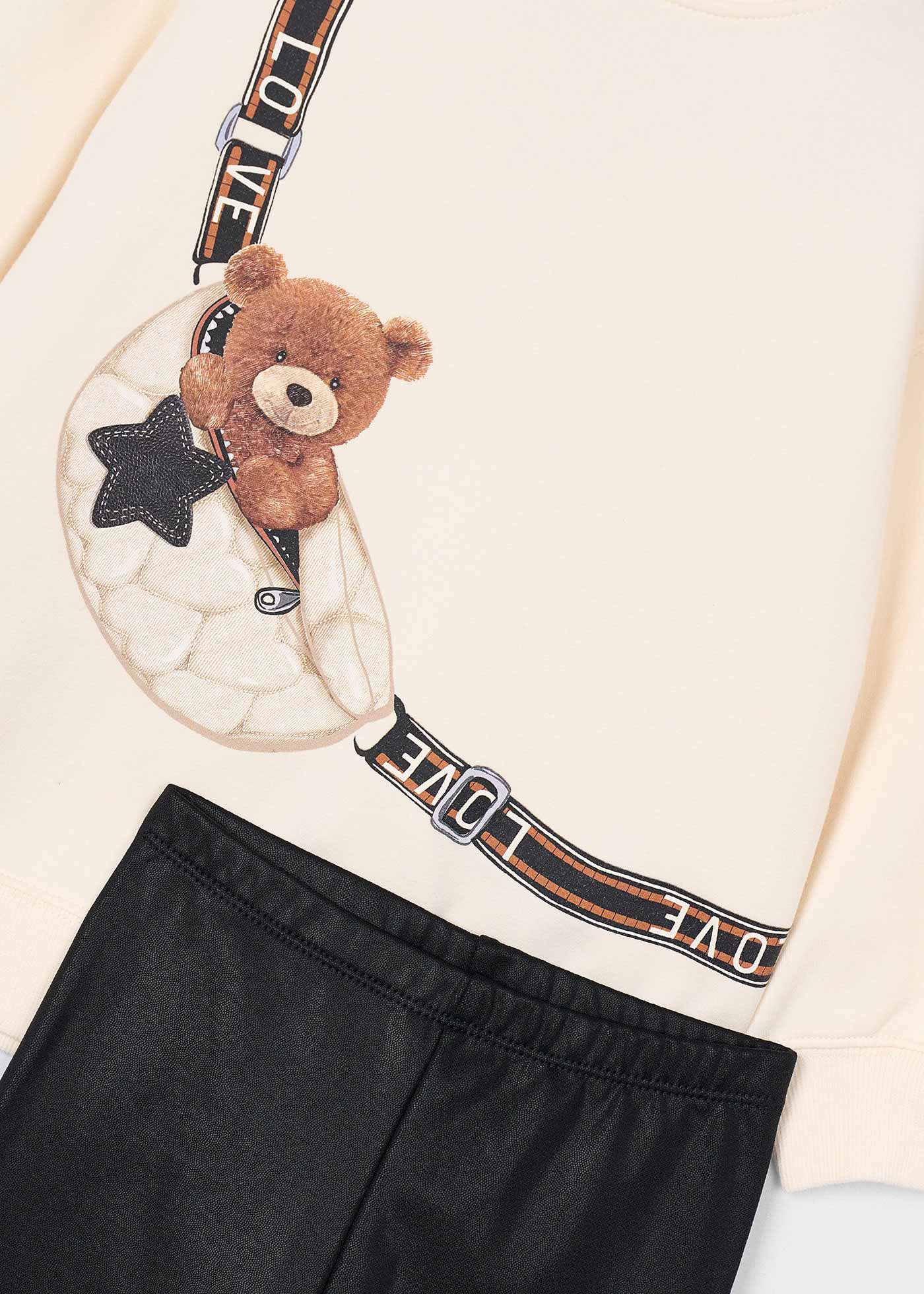 Conjunto legging y sudadera osito niña