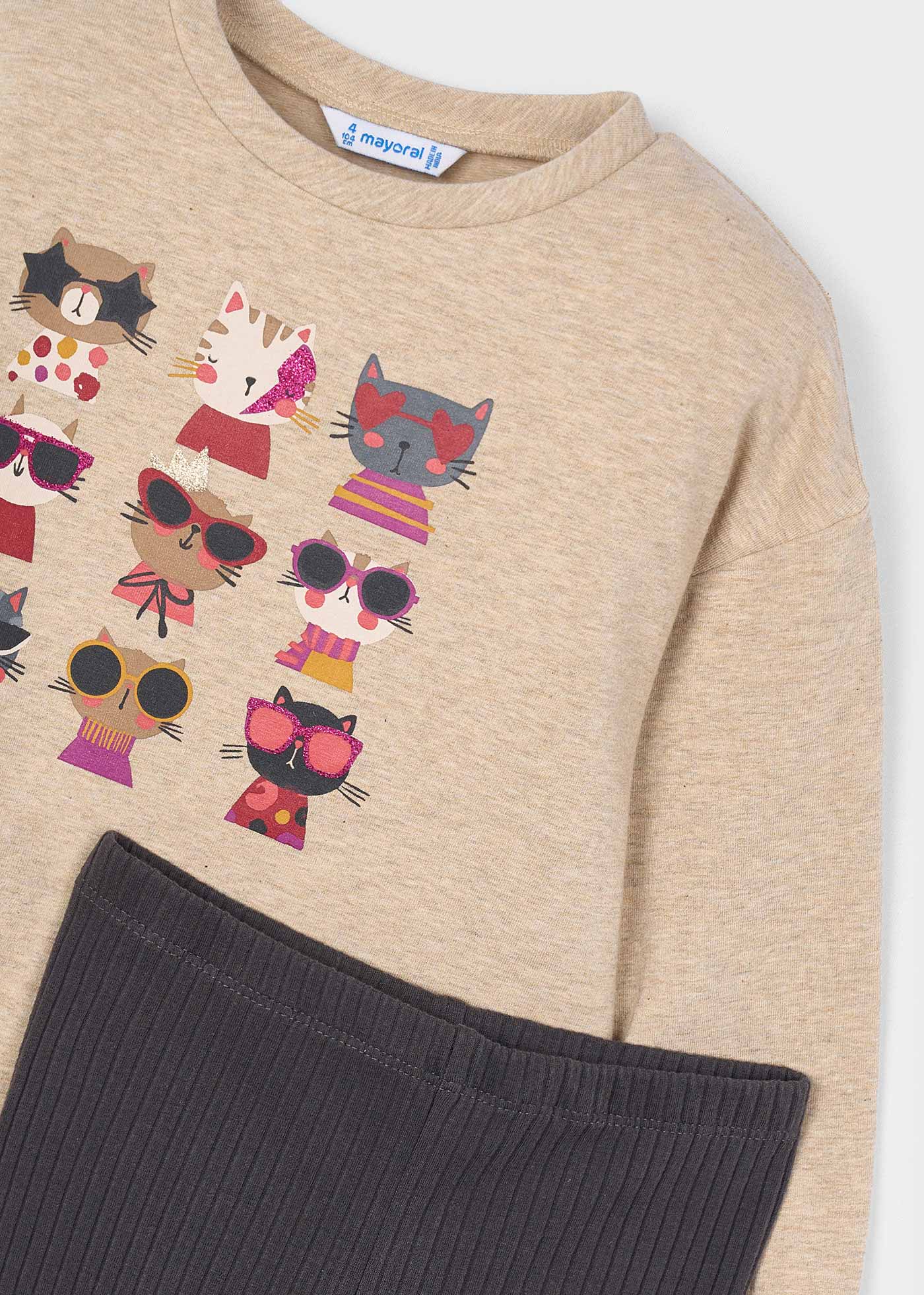Ensemble legging et sweatshirt côtelés fille