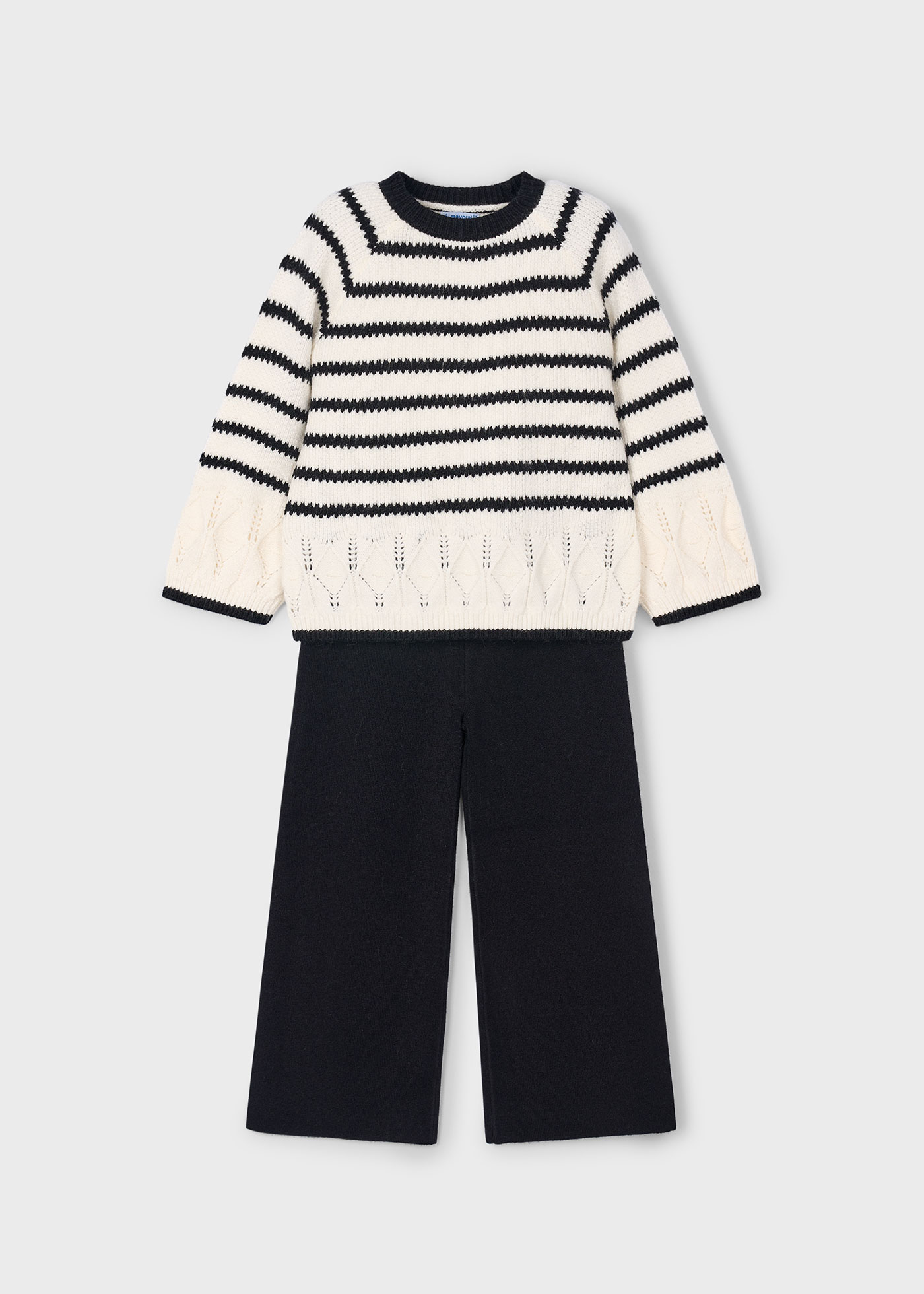 Ensemble pantalon et pull rayé fille