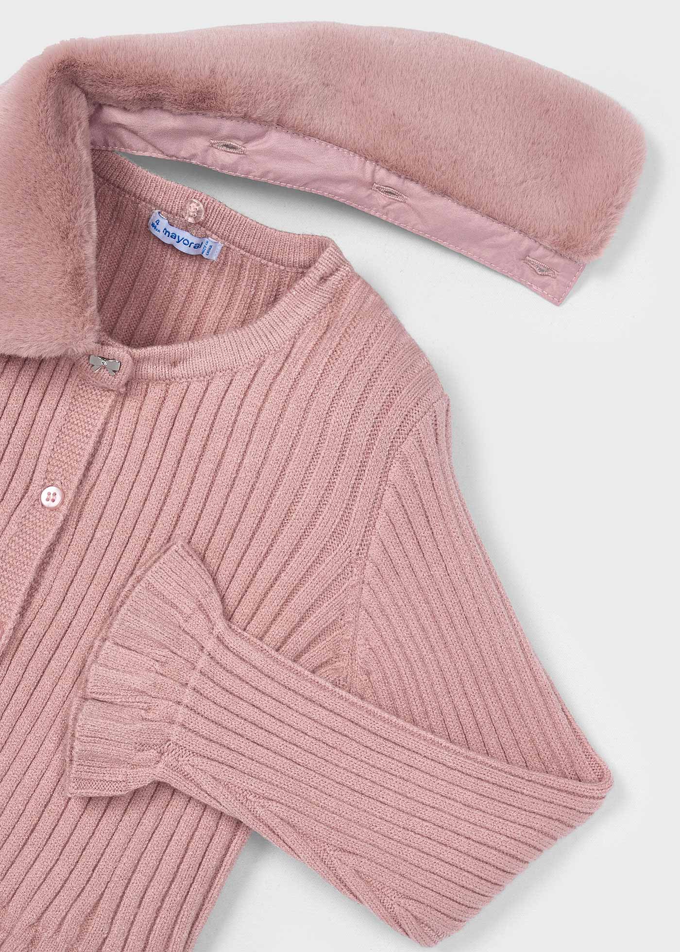 Girls cardigan with fur collar