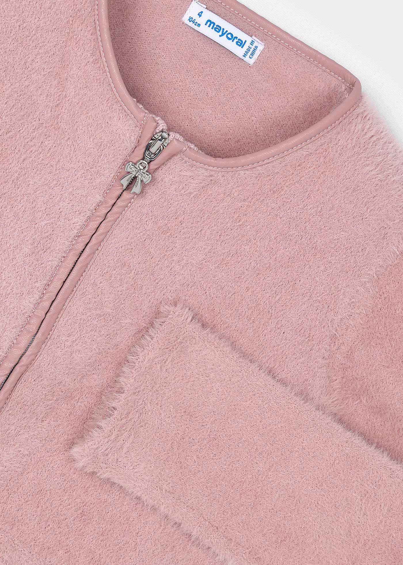 Girl Faux Fur Knit Cardigan
