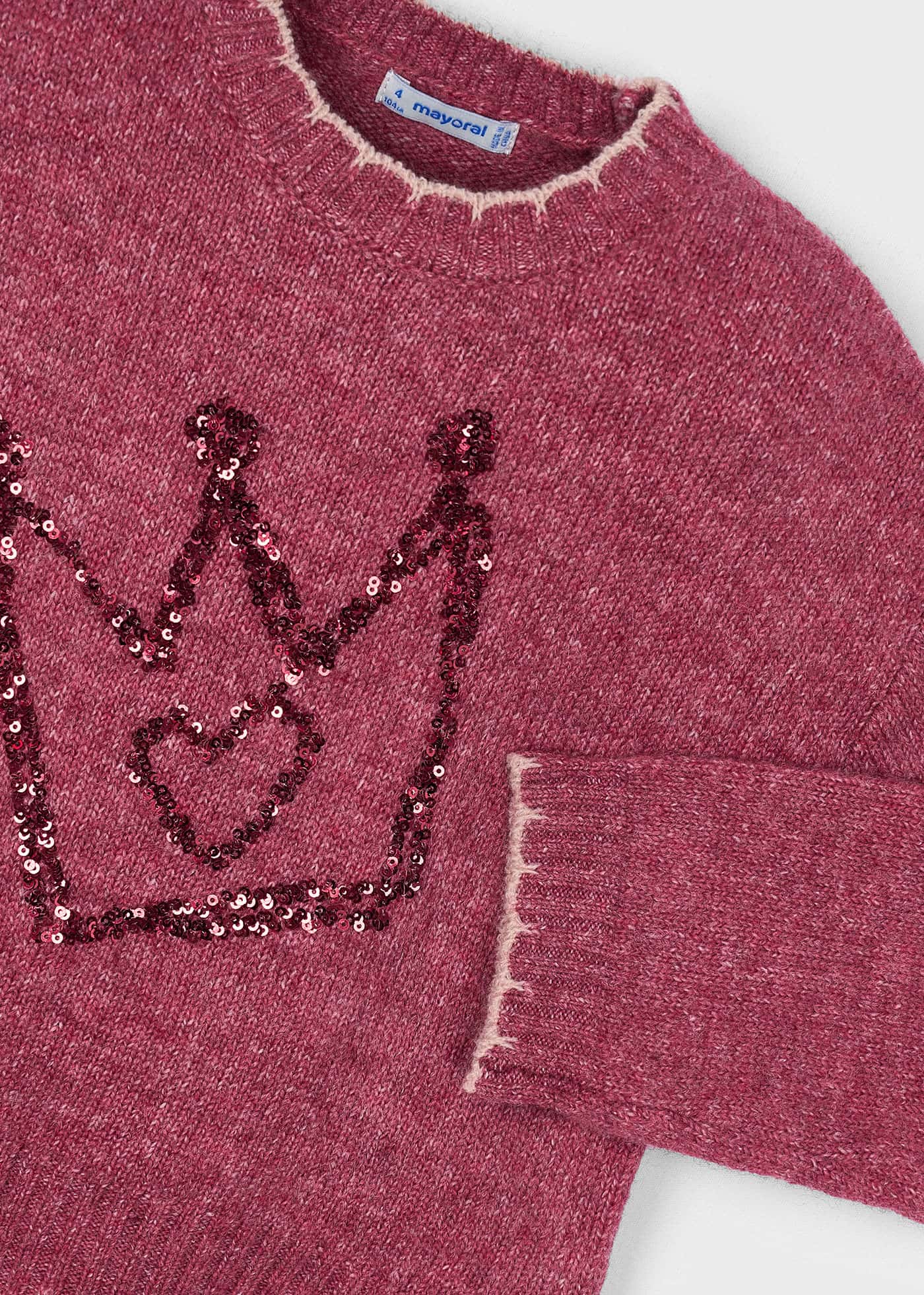Pull brodé à paillettes fille
