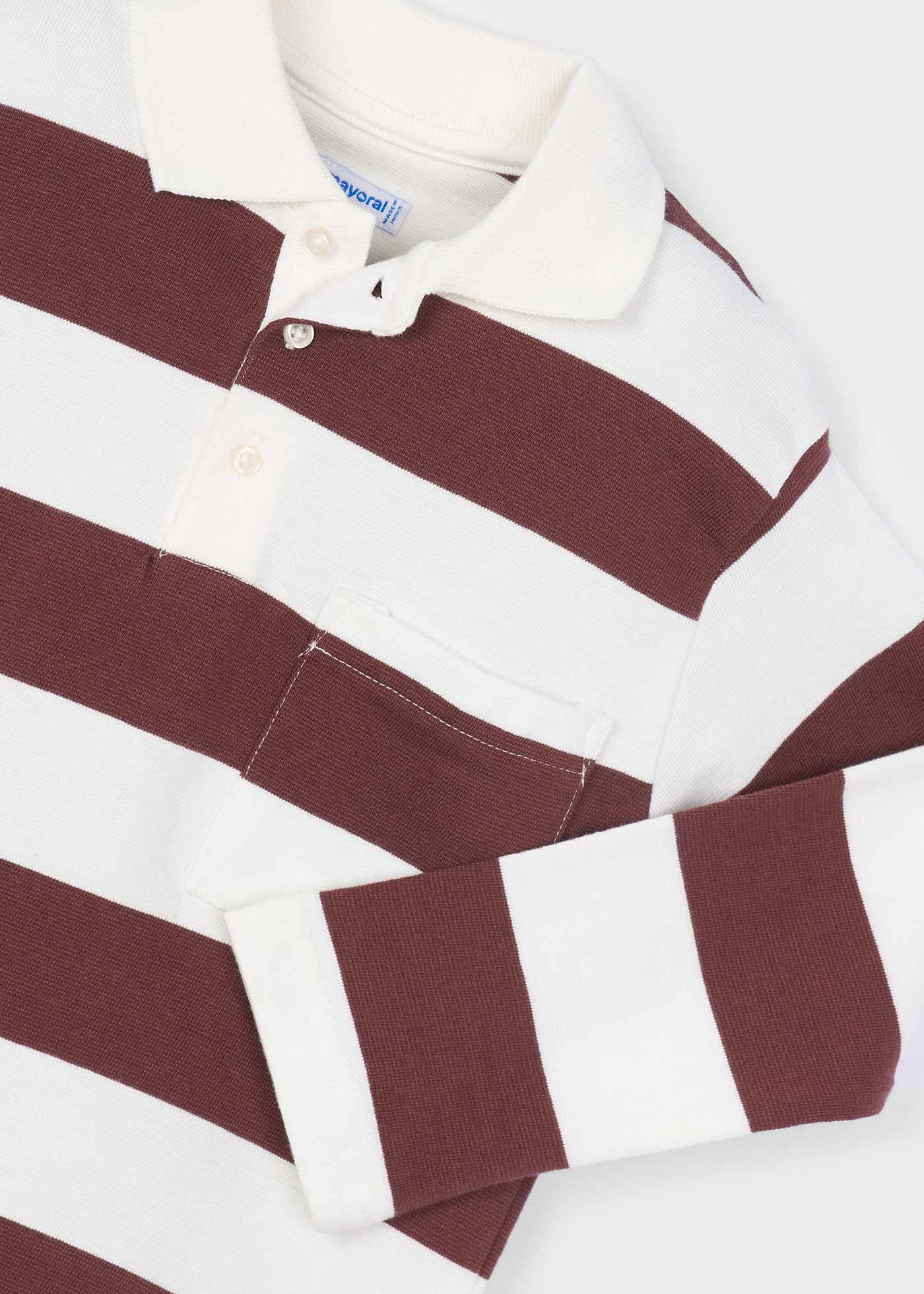 Boys long sleeved striped polo shirt