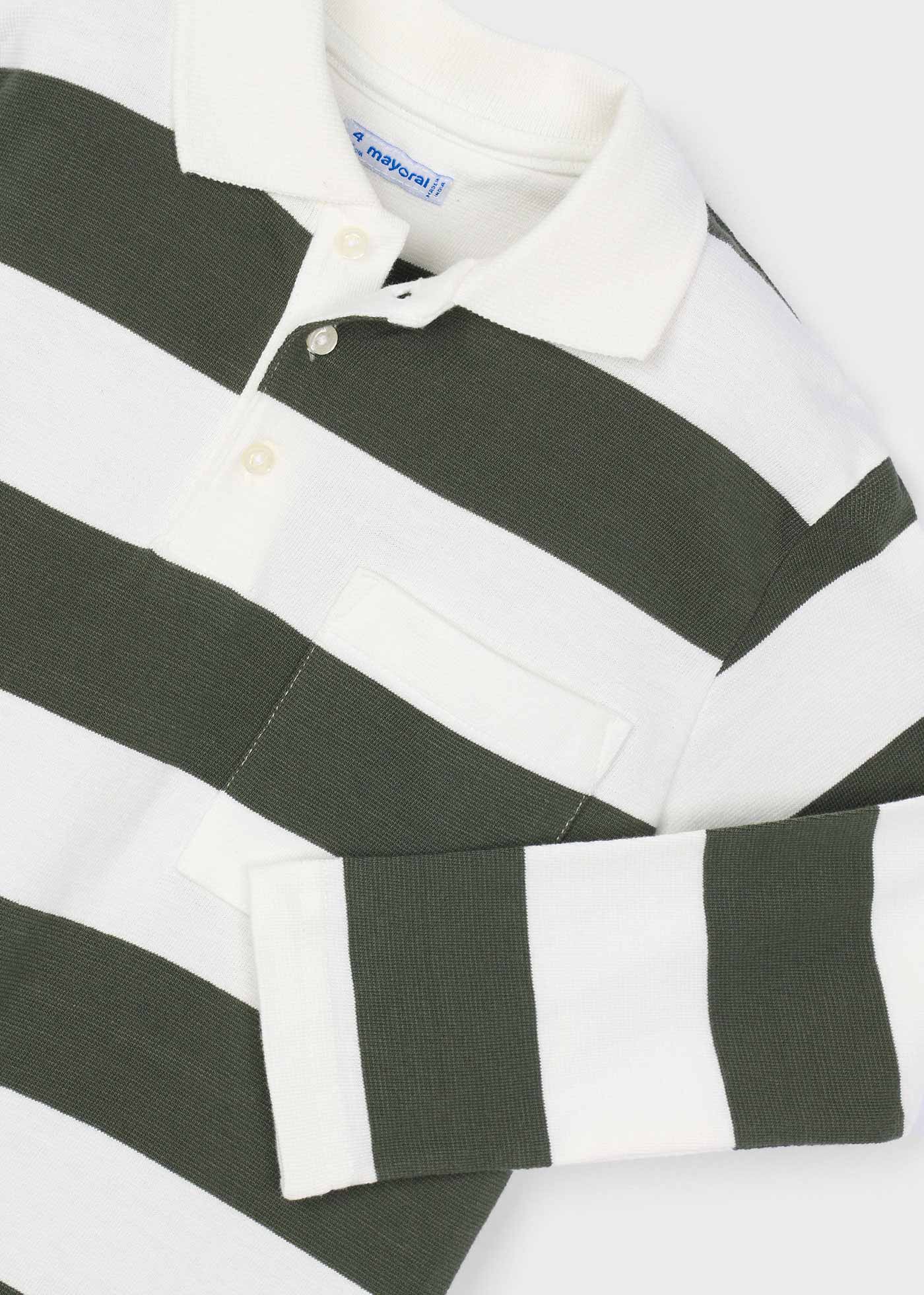 Boys long sleeved striped polo shirt