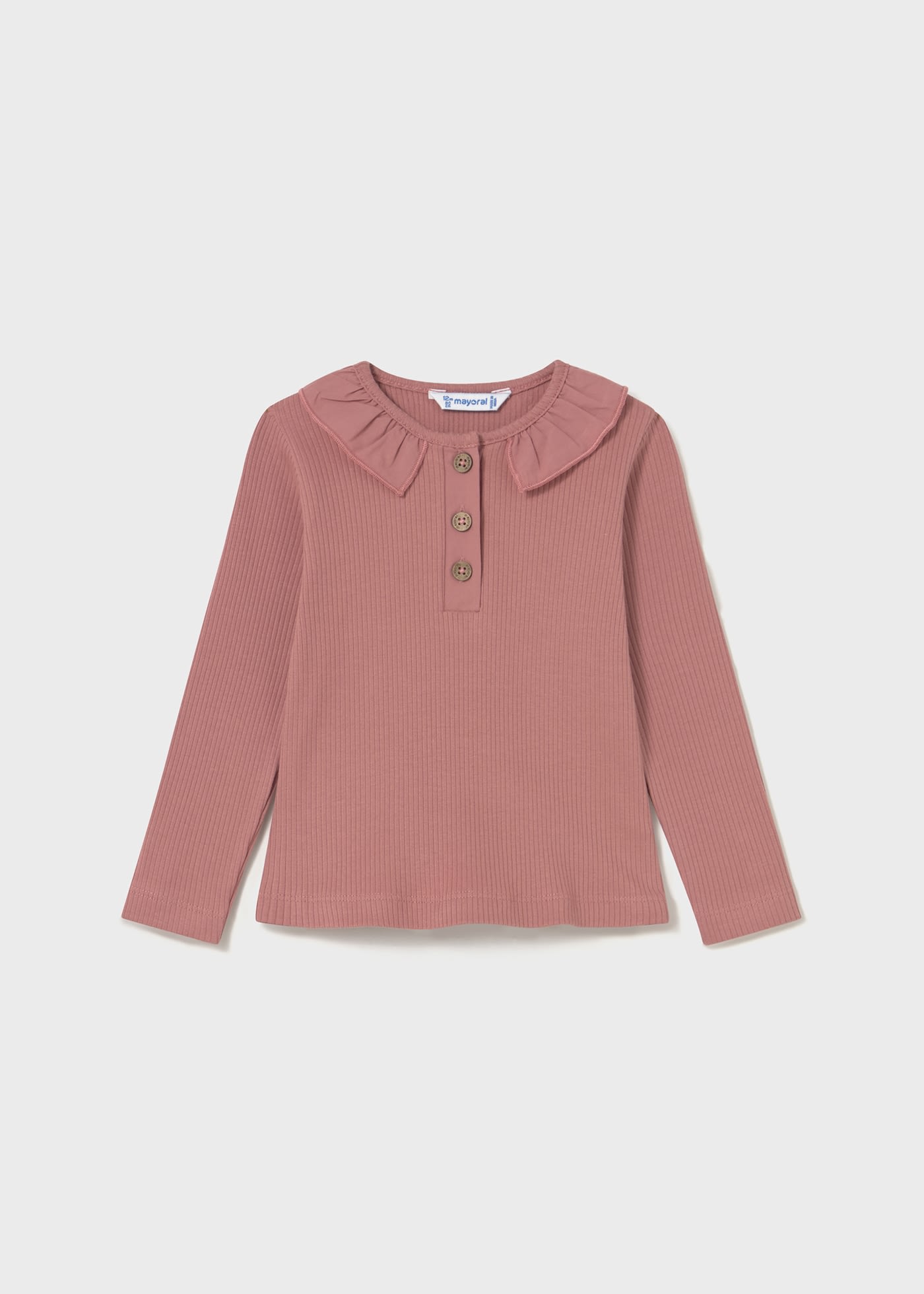 Babys ribbed polo shirt with ruffle collar