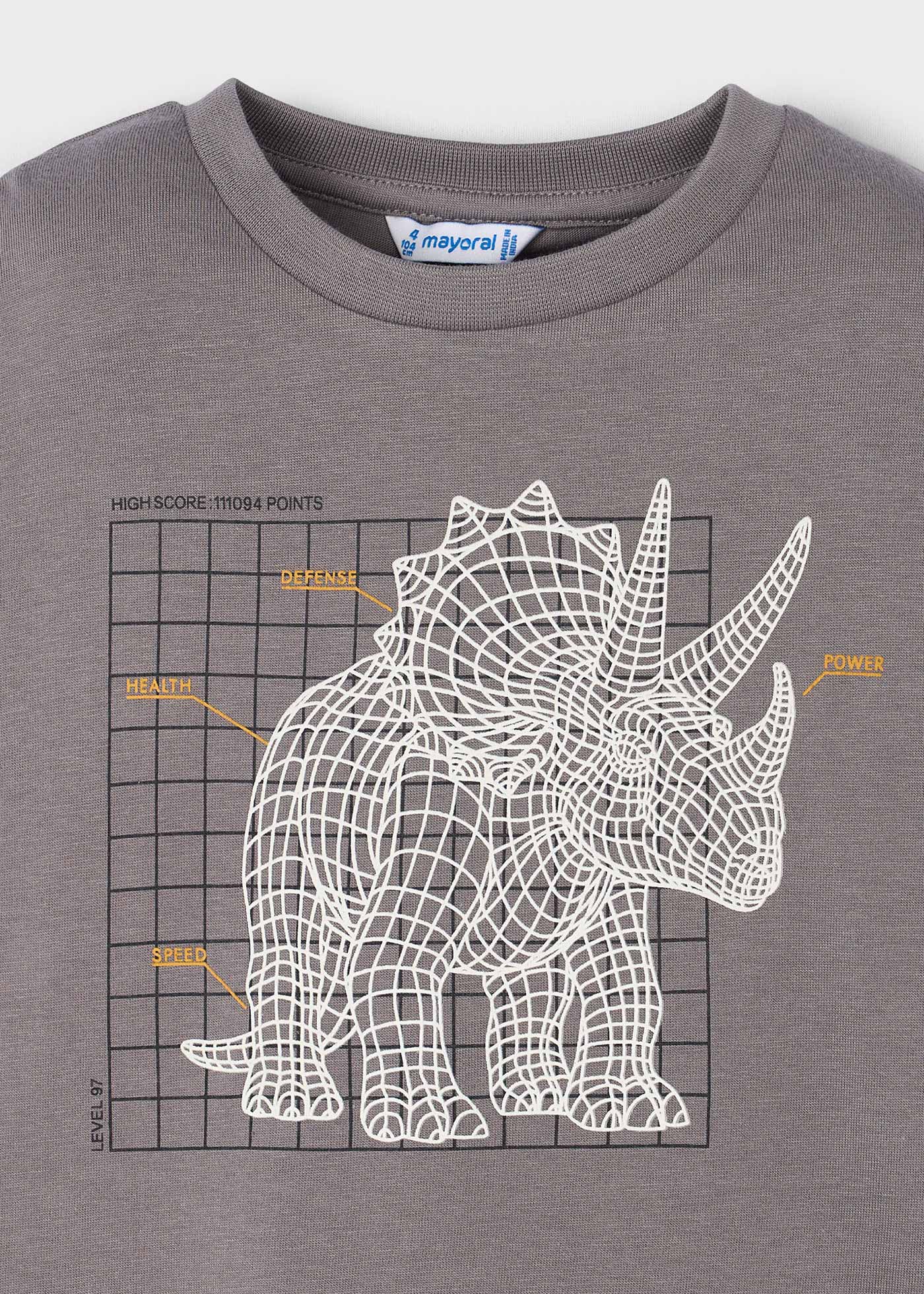 Boys long sleeved interactive dinosaur shirt