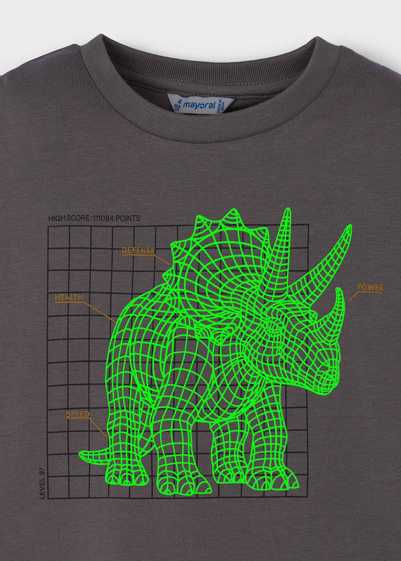 Boys long sleeved interactive dinosaur shirt