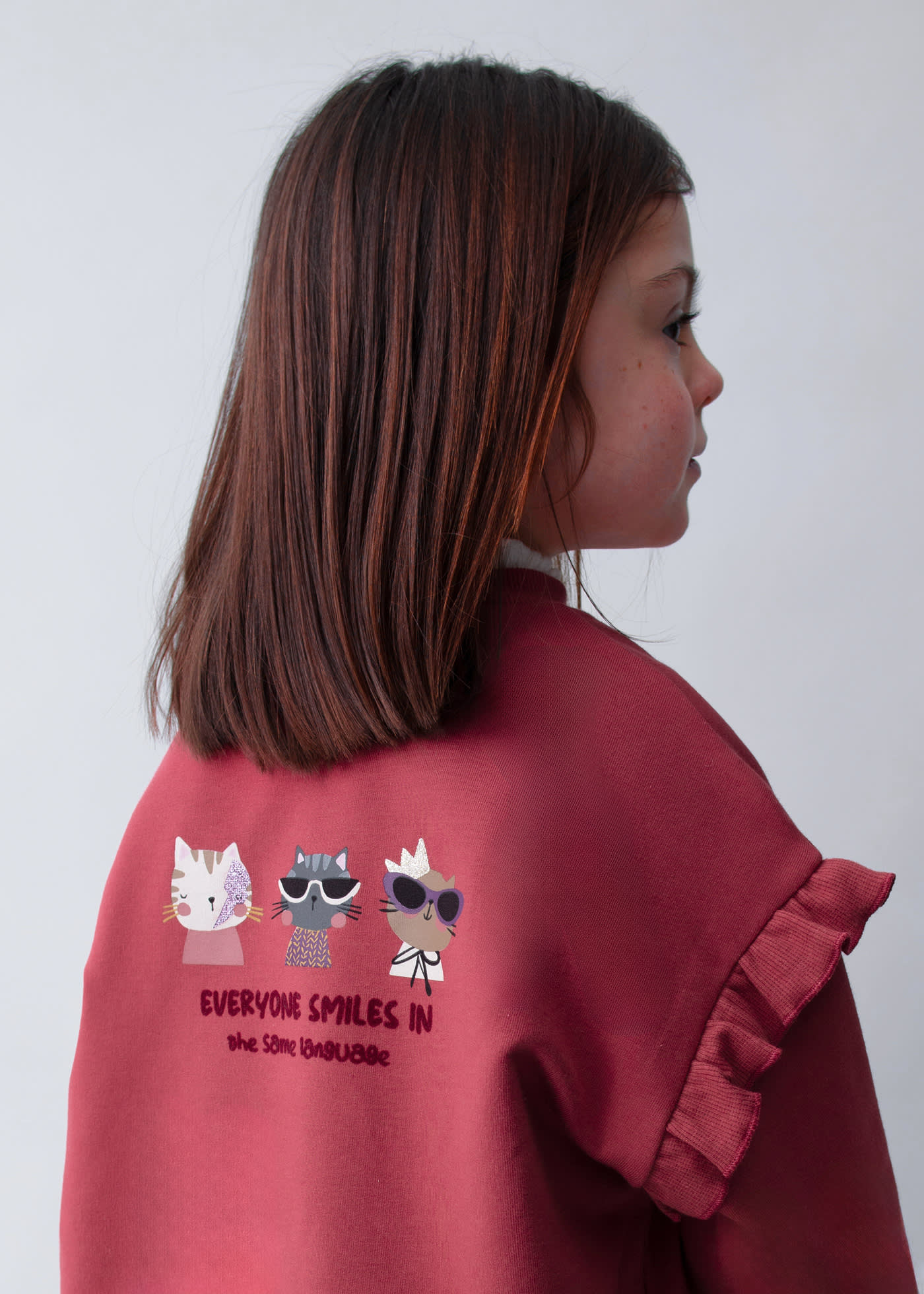 Sudadera volante mangas niña