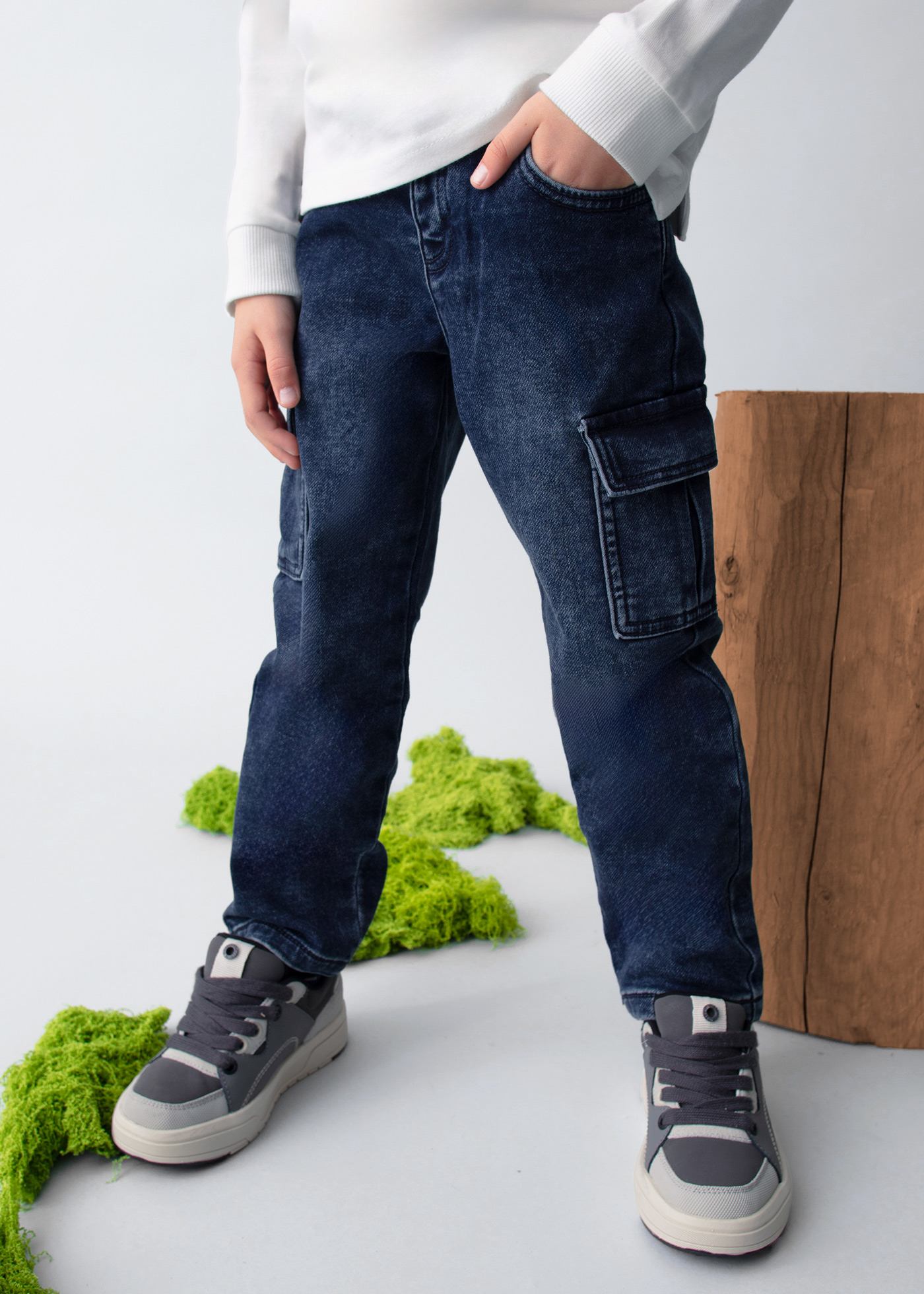 Pantalón de mezclilla cargo niño
