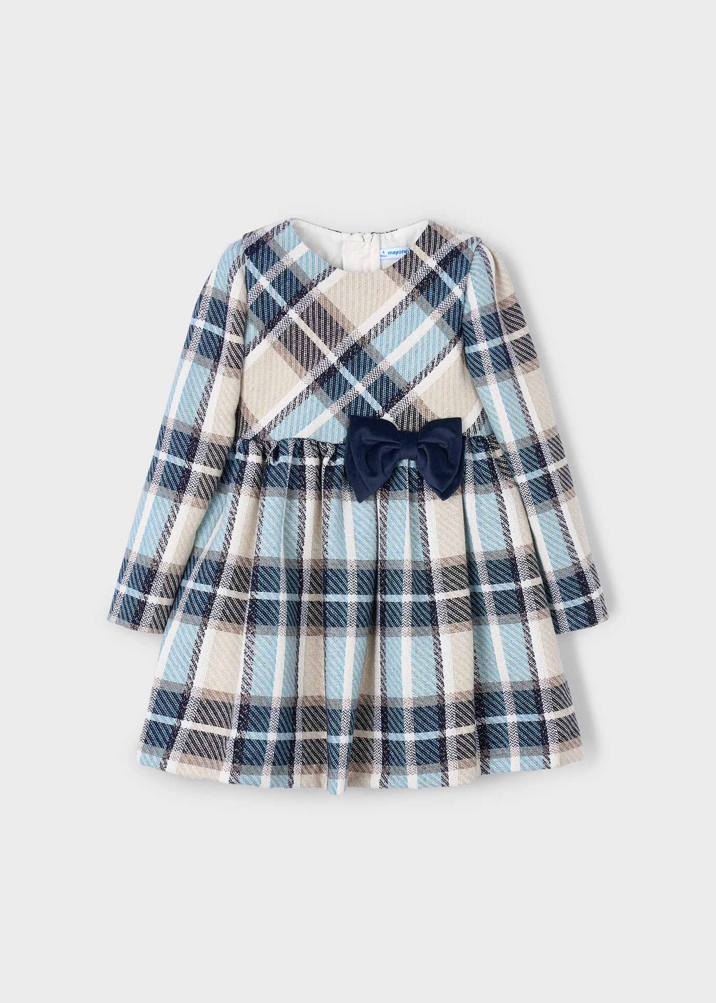 Girls check velvet dress