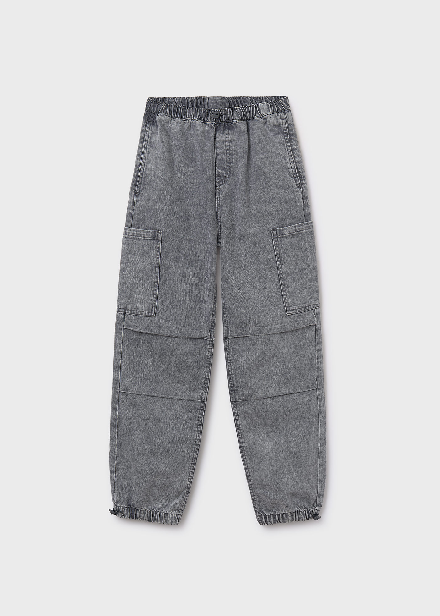 Unisex denim parachute cargo pants