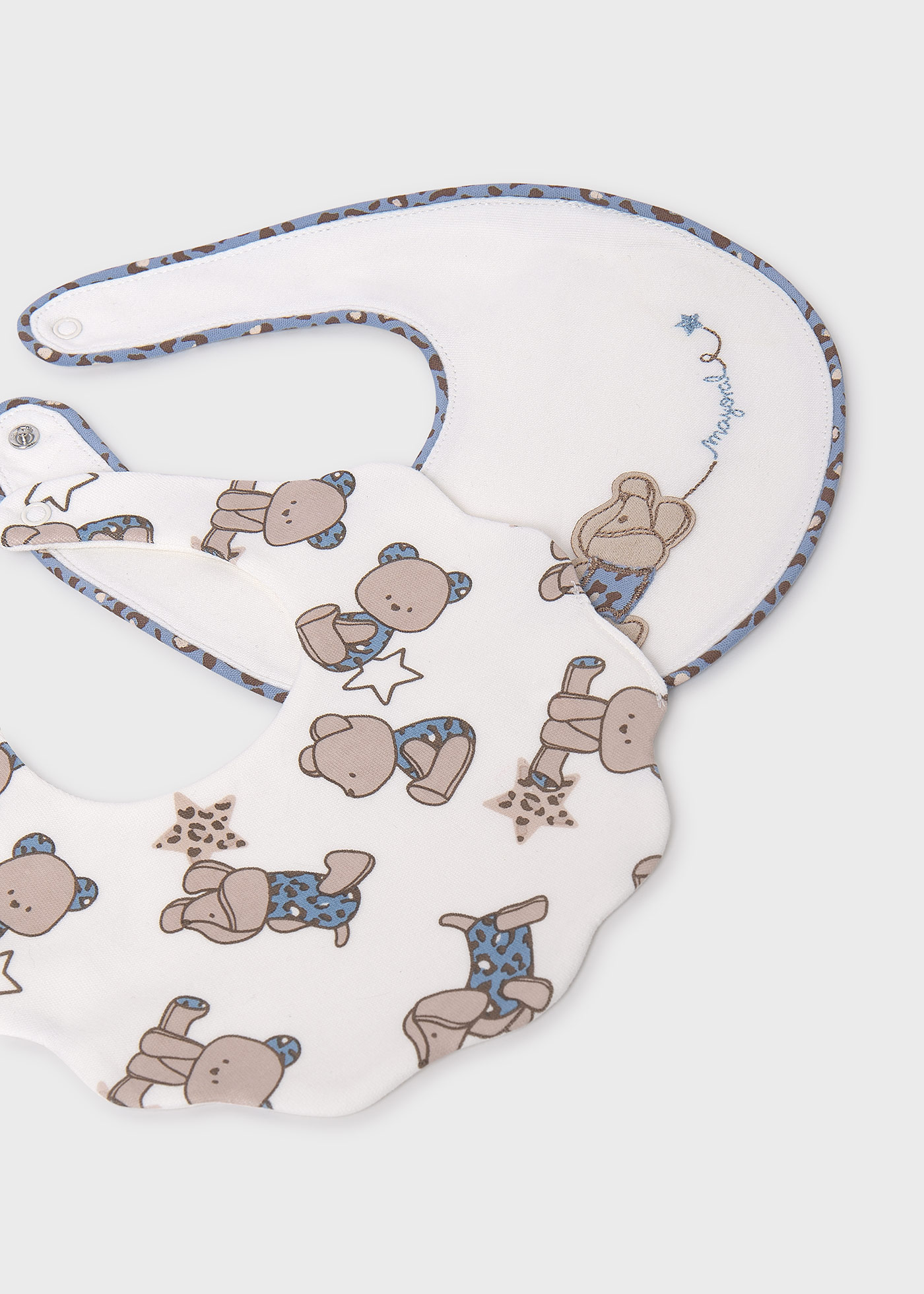 Set 2 baberos bordados impermeables bebé