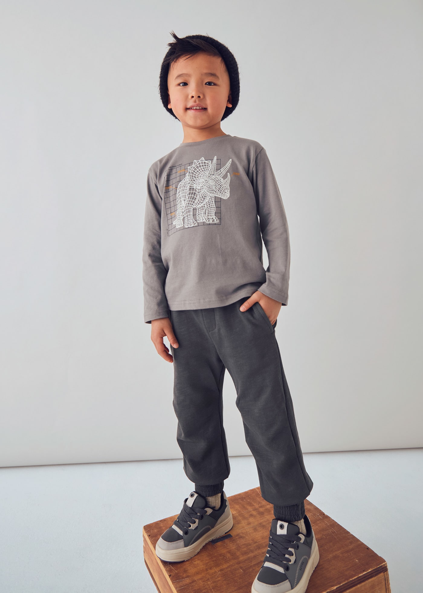 Boys long sleeved interactive dinosaur shirt