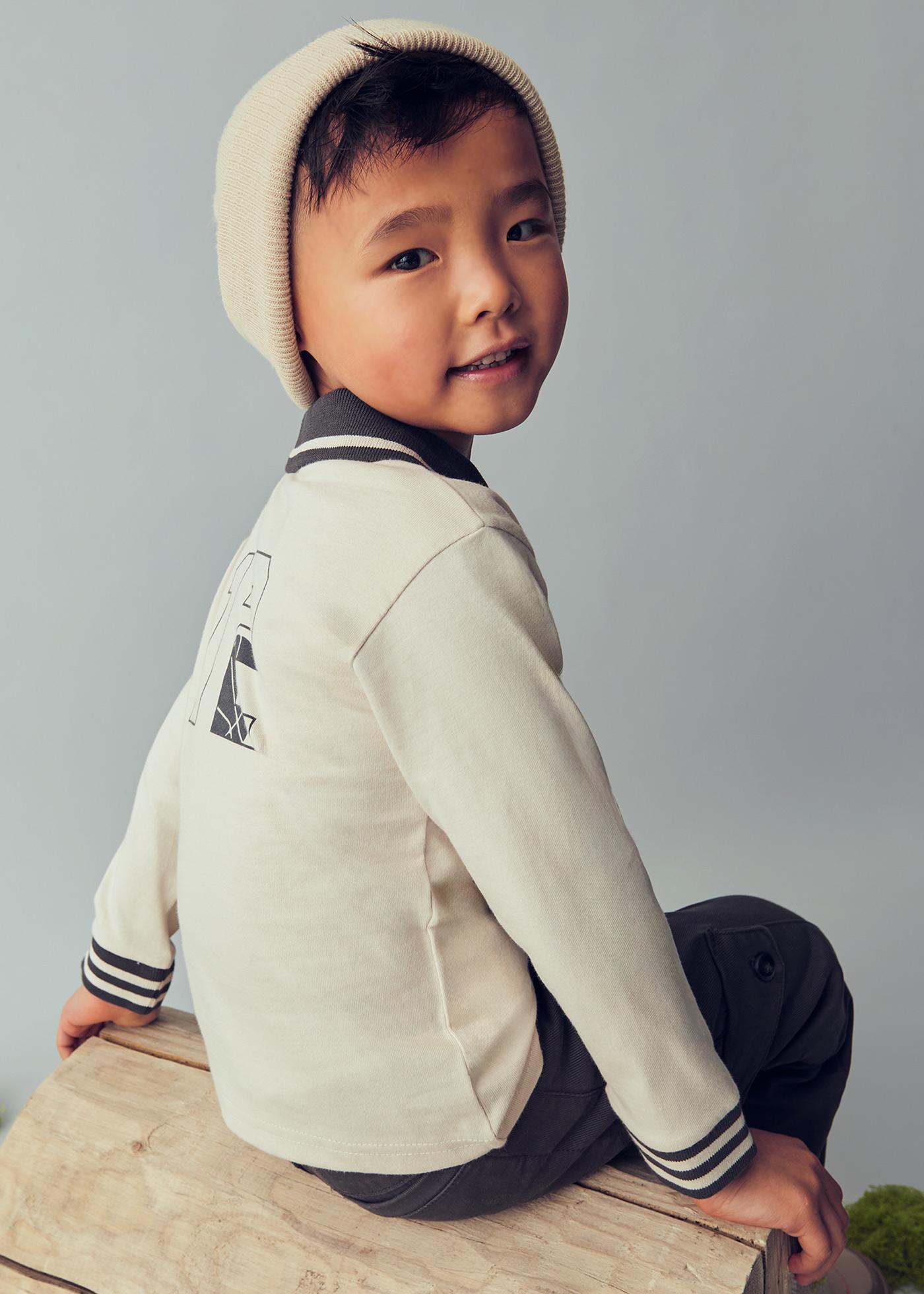 Boys long sleeved print polo