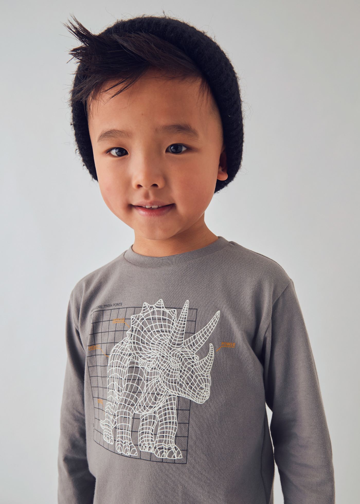 Boys long sleeved interactive dinosaur shirt