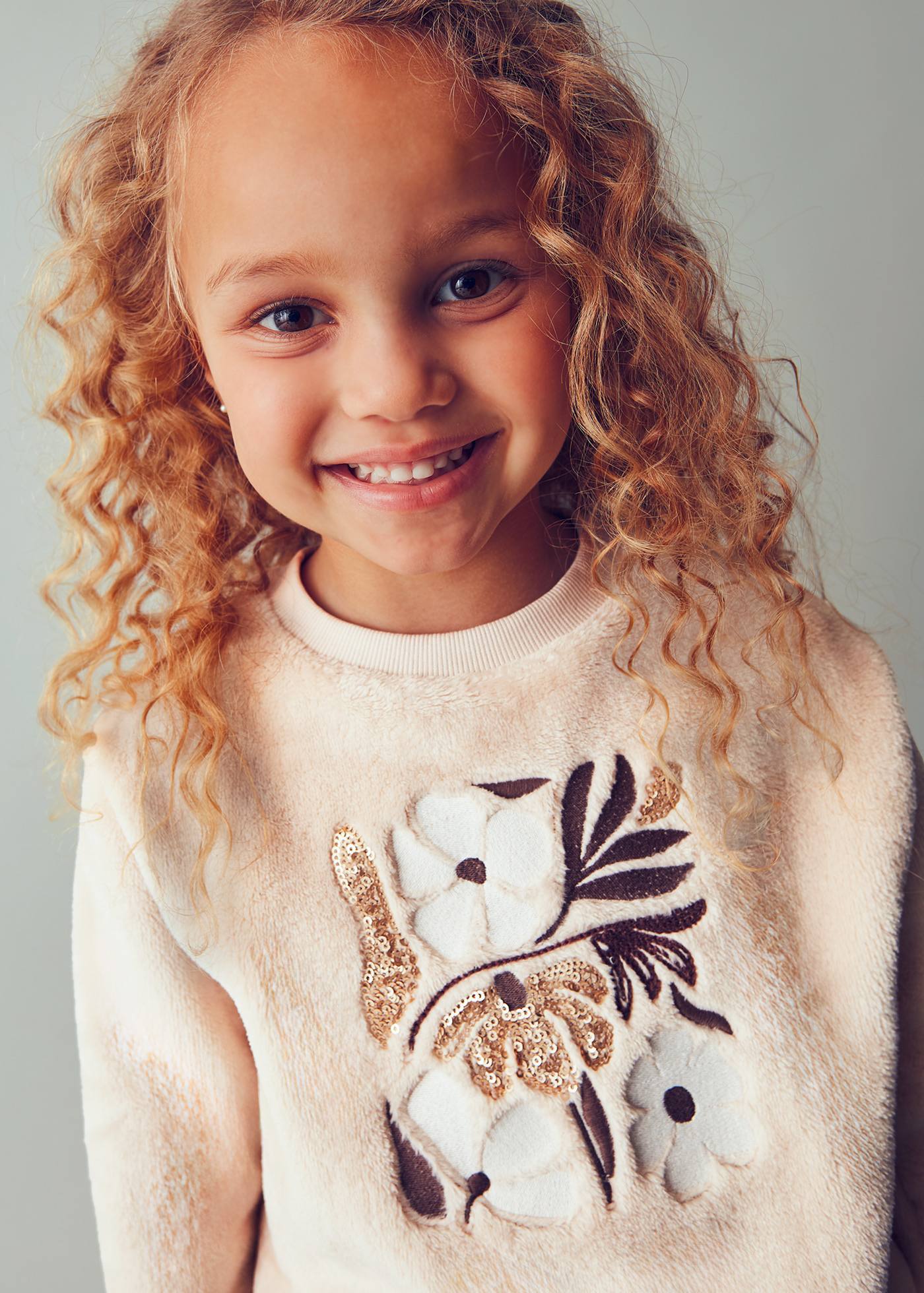 Sudadera pelo flores niña