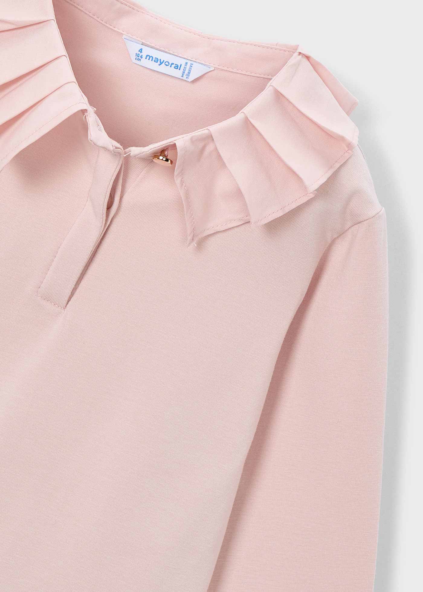 Поло тениска basic с декорация на яката за момиче