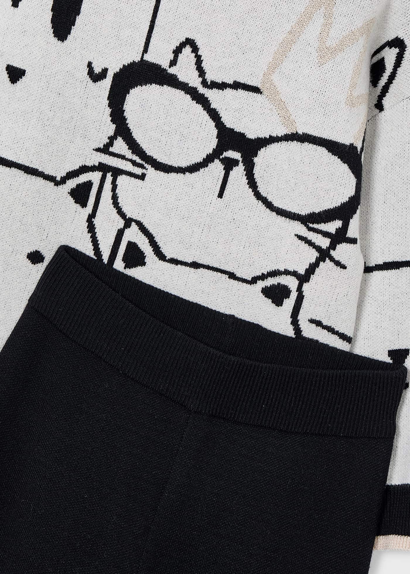 Комплект панталон и пуловер с щампа за момиче