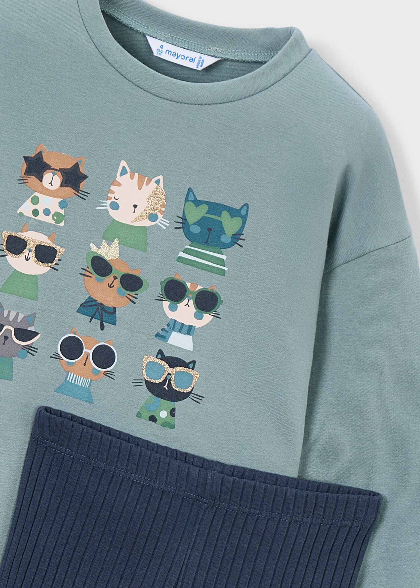 Girl Ribbed Leggings and Sweatshirt Set