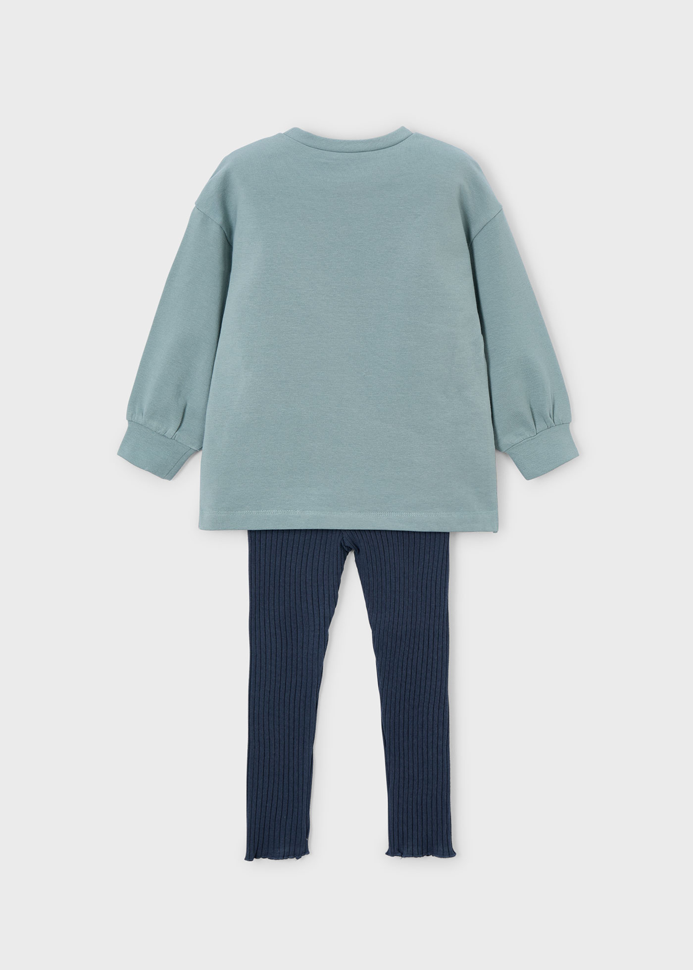 Conjunto legging canalé y sudadera niña