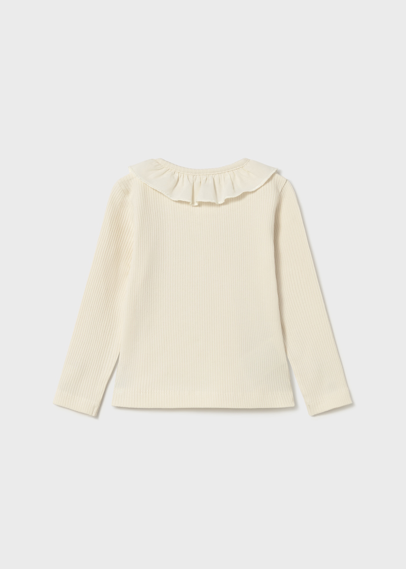 Babys ribbed polo shirt with ruffle collar