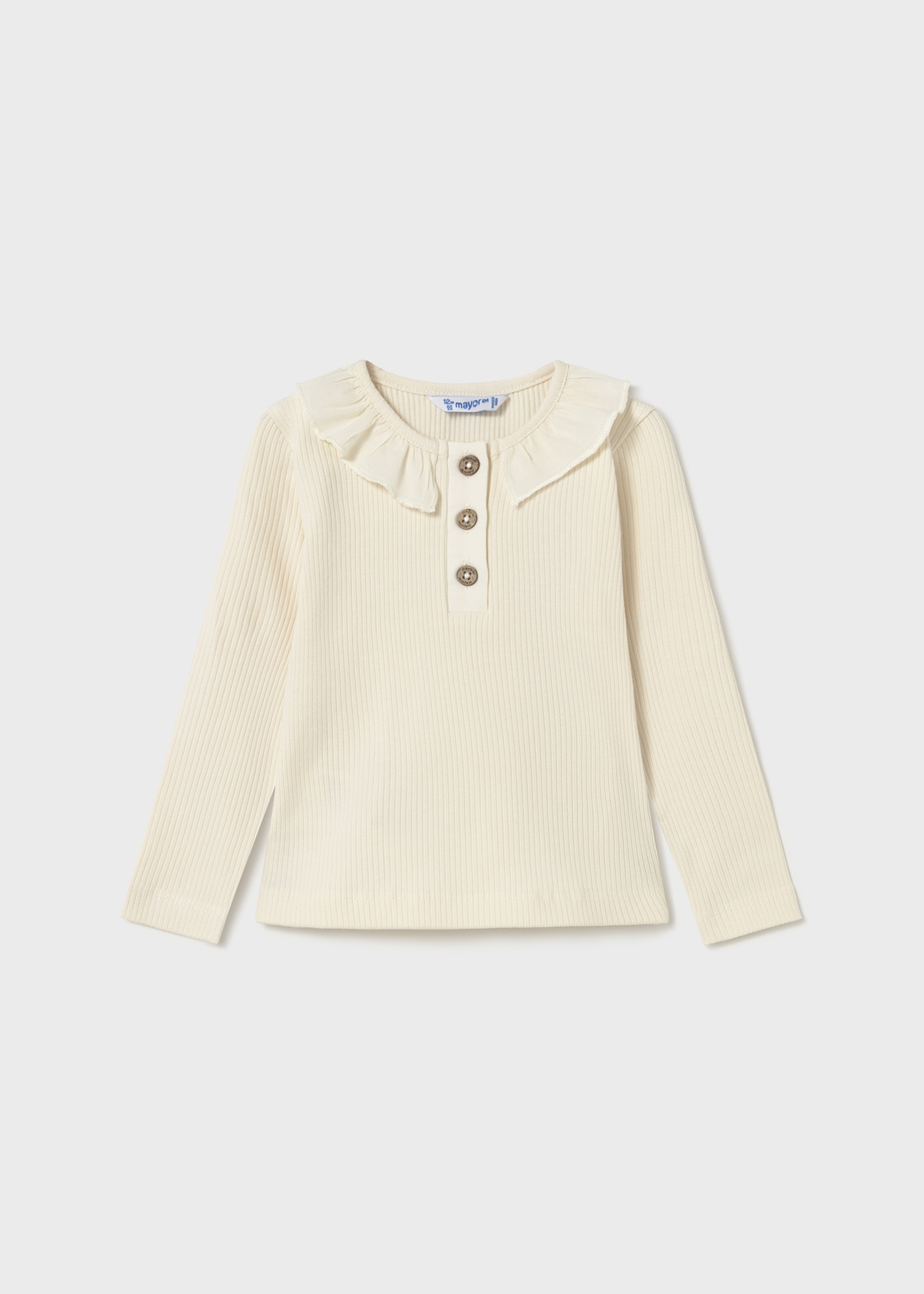 Babys ribbed polo shirt with ruffle collar