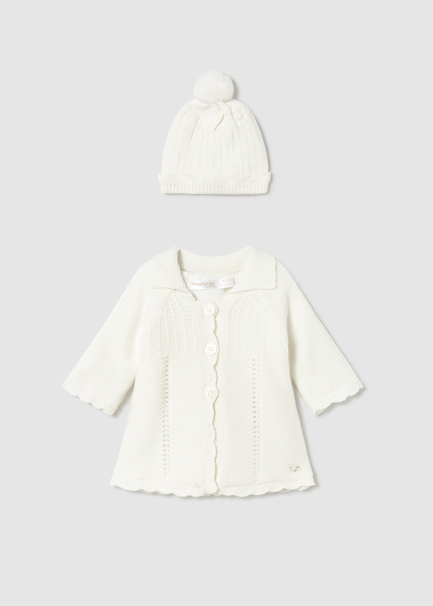 Capotto maglia con cappello neonata