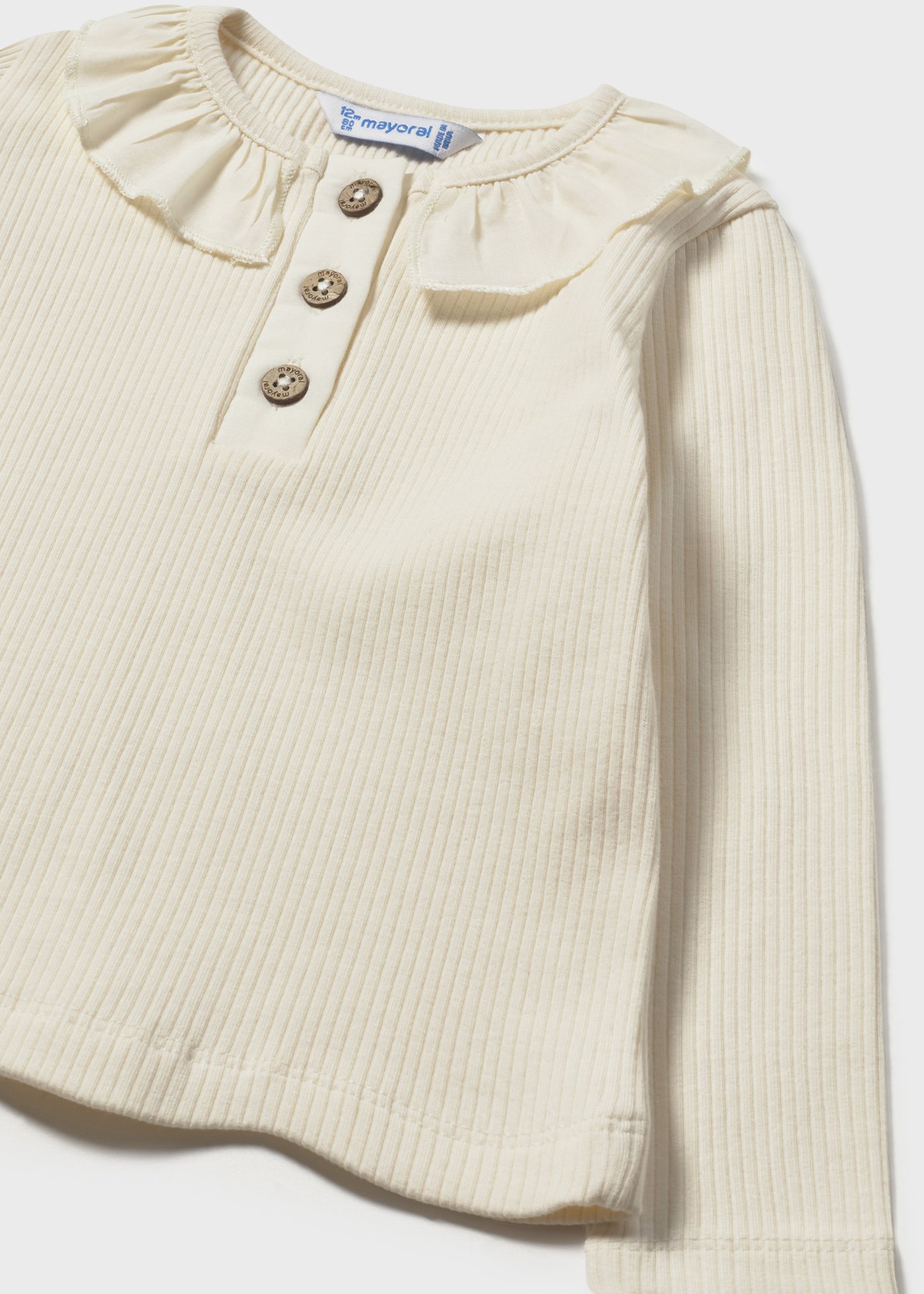 Babys ribbed polo shirt with ruffle collar
