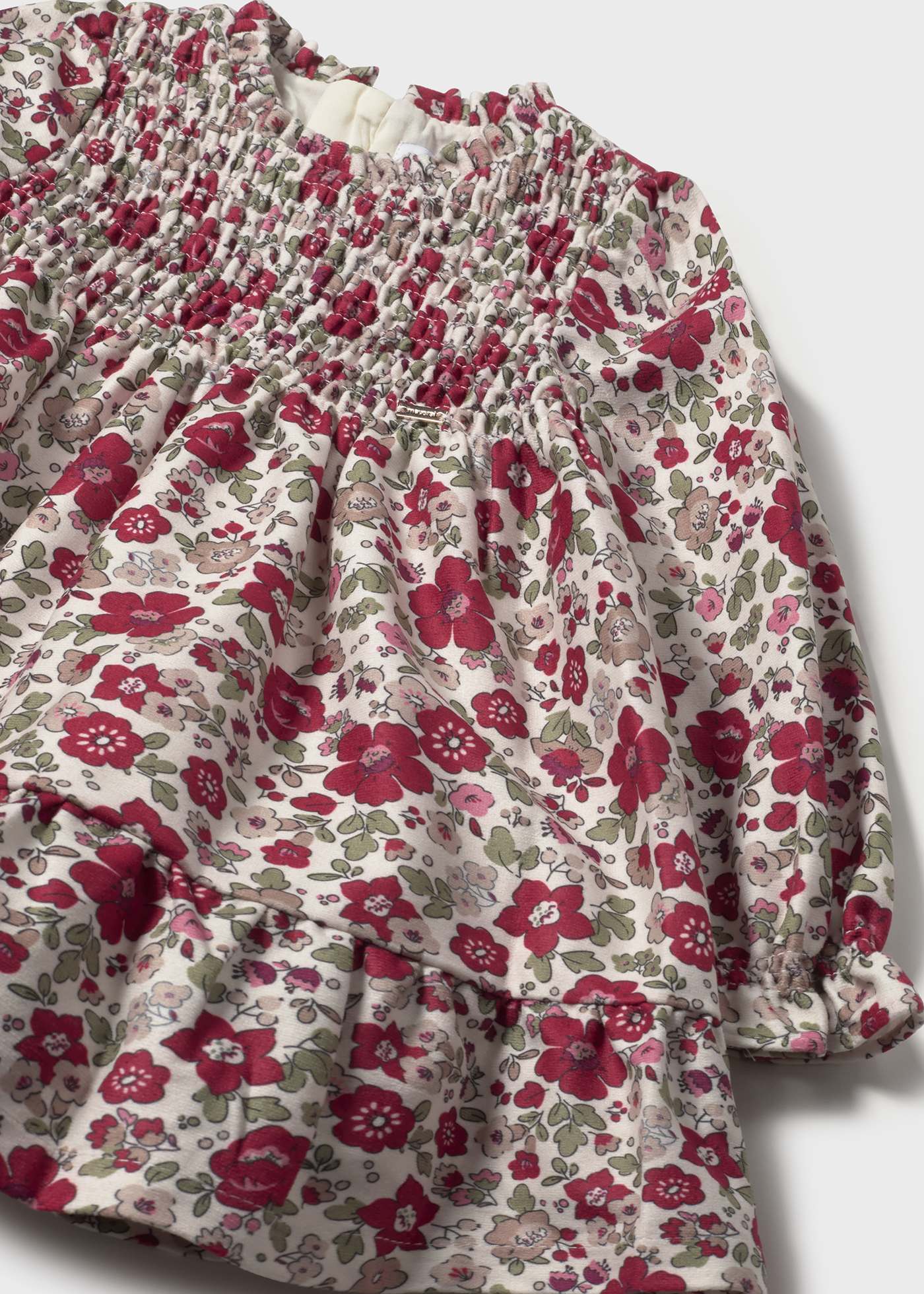 Vestido aveludado com folho bebé